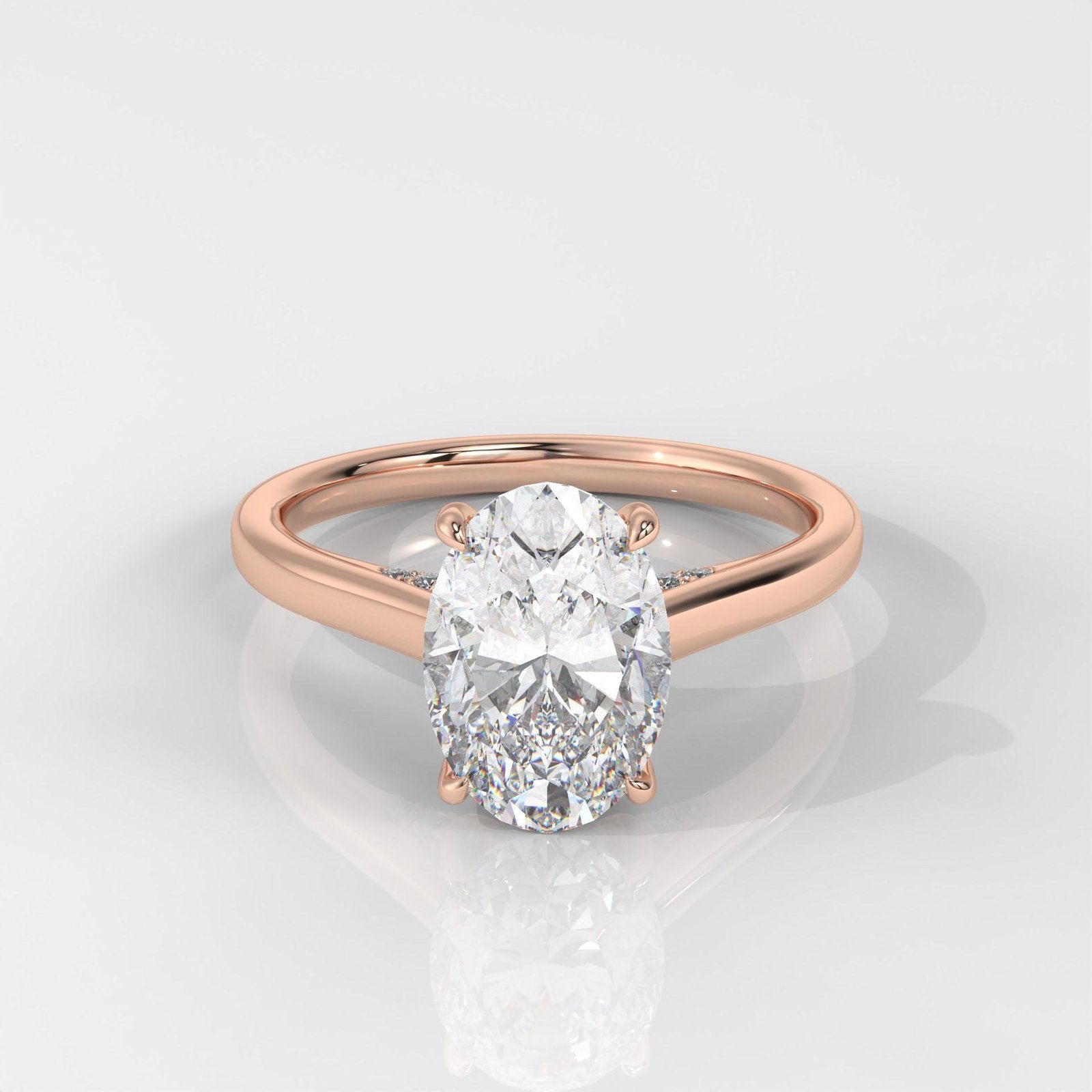 Oval Cut Hidden Halo Engagement Ring