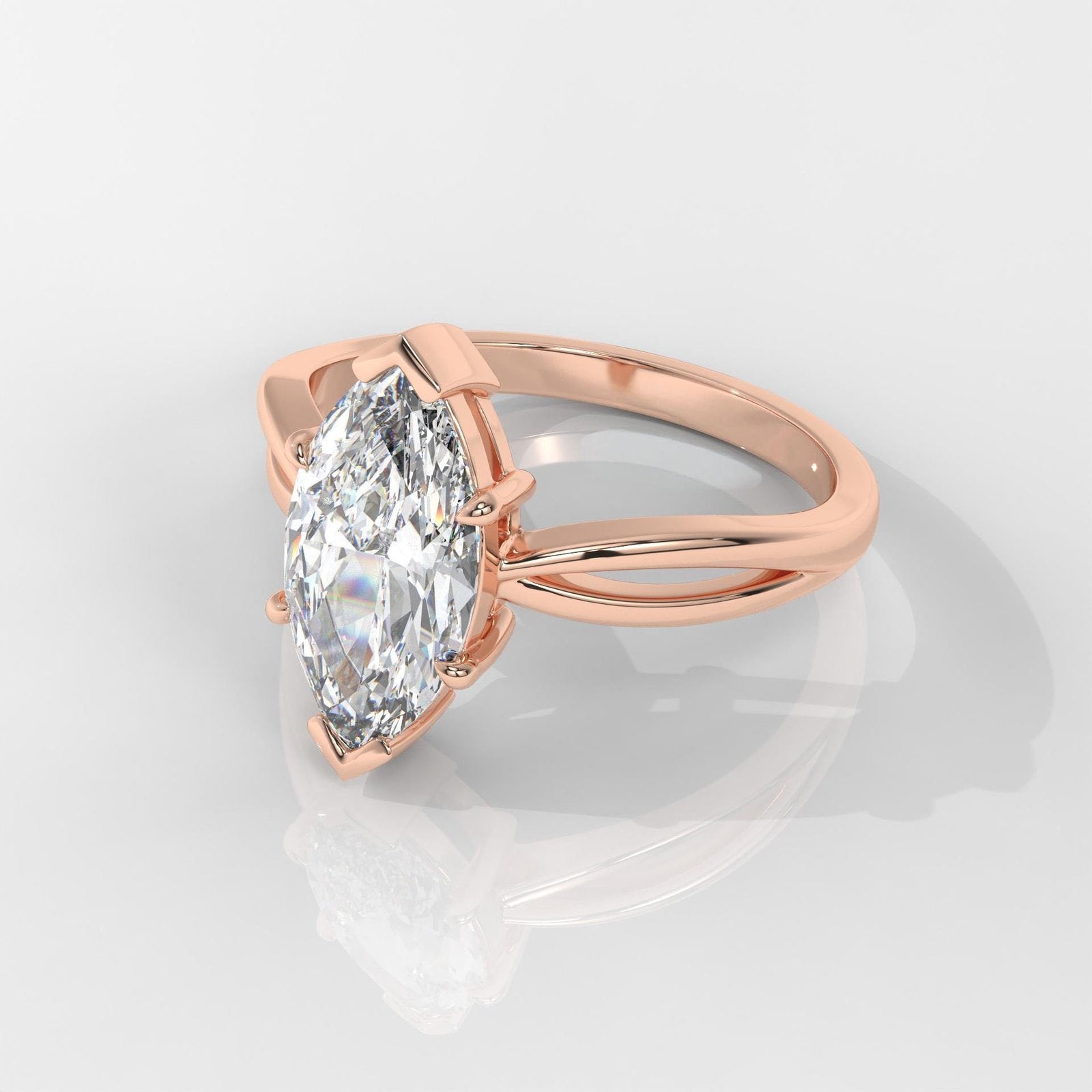 Marquise Cut Solitaire Engagement Ring with Split Shank