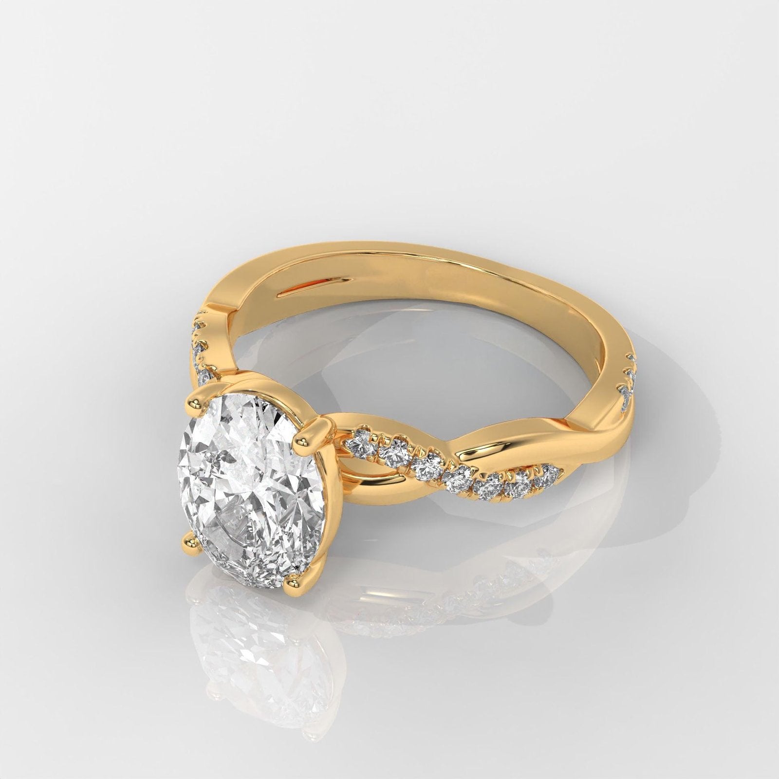 Oval Brilliant Cut Engagement Ring with Twisted Band