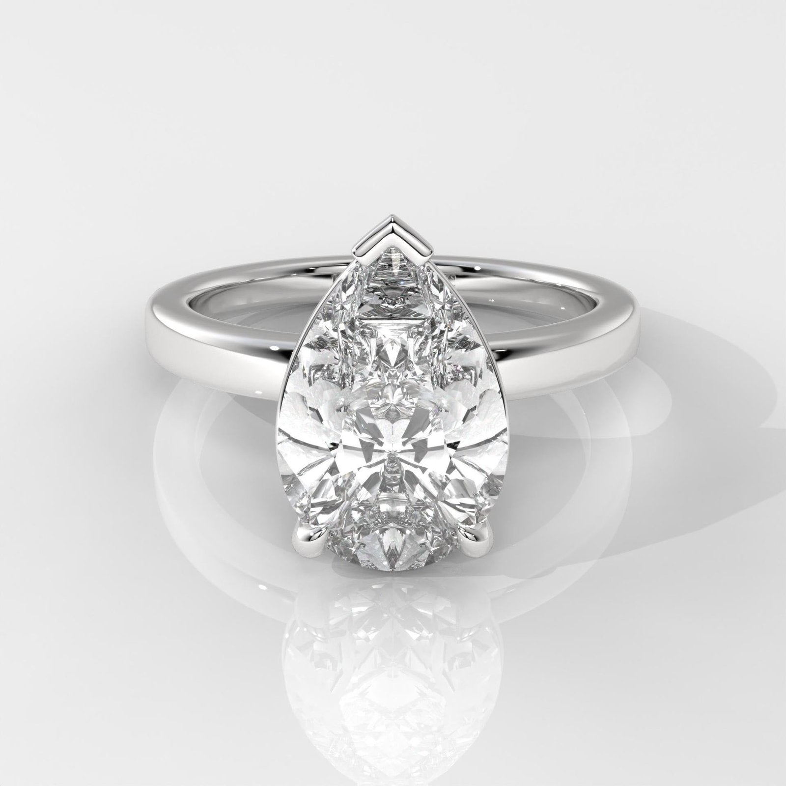 Pear-Shaped Diamond Solitaire Engagement Ring