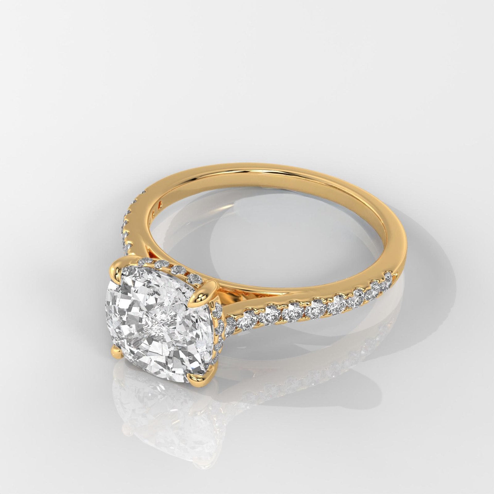 Cushion-Cut Diamond Engagement Ring with Side Stones