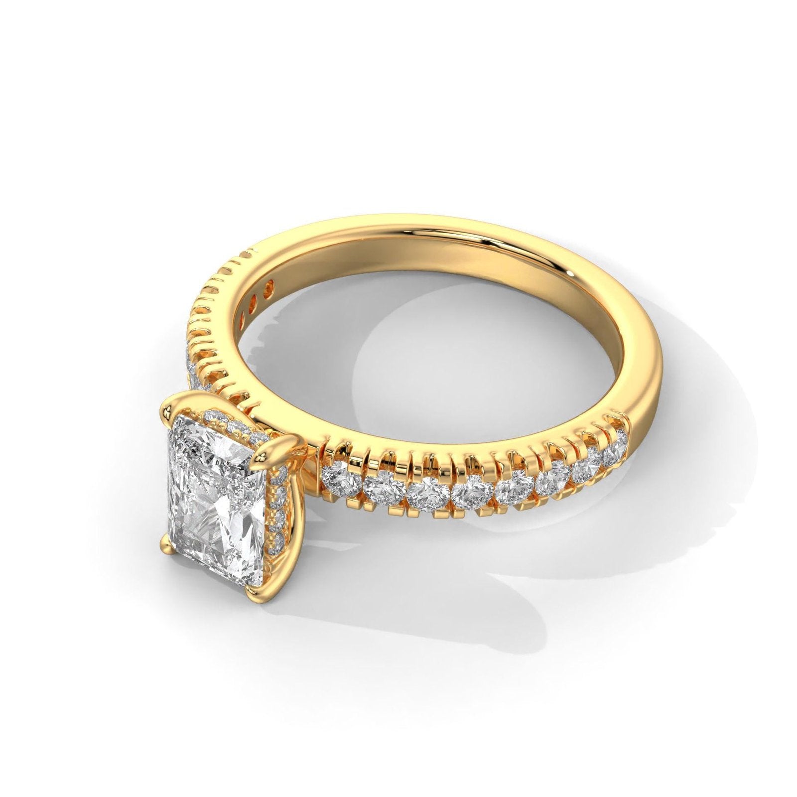 Radiant Cut Diamond Engagement Ring with Side Stones