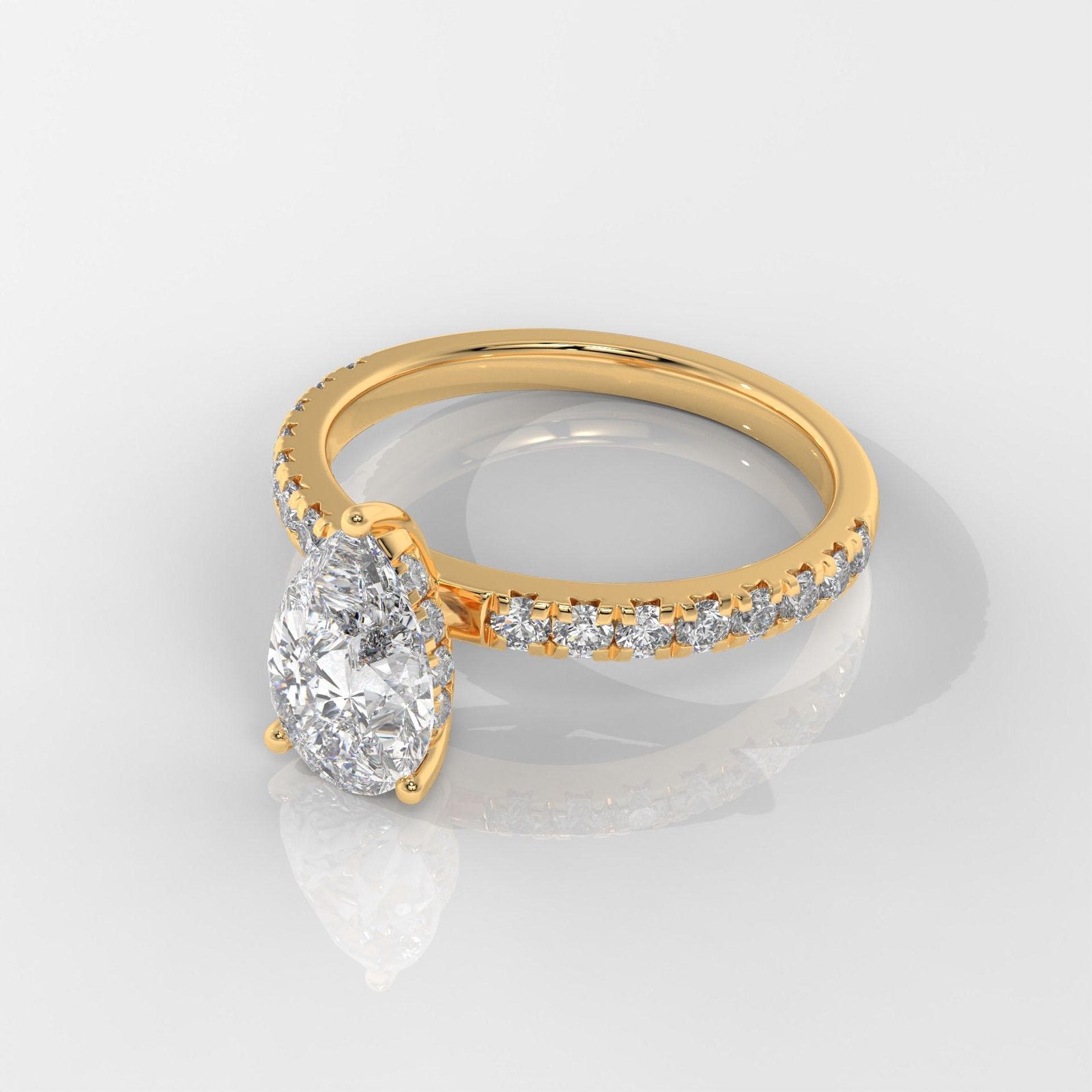 Pear Cut Hidden Halo Engagement Ring