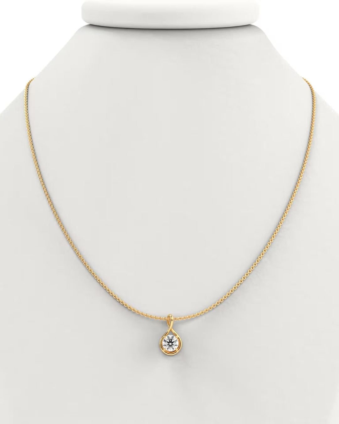 Twisted Round Lab Grown Diamond Solitaire Pendant