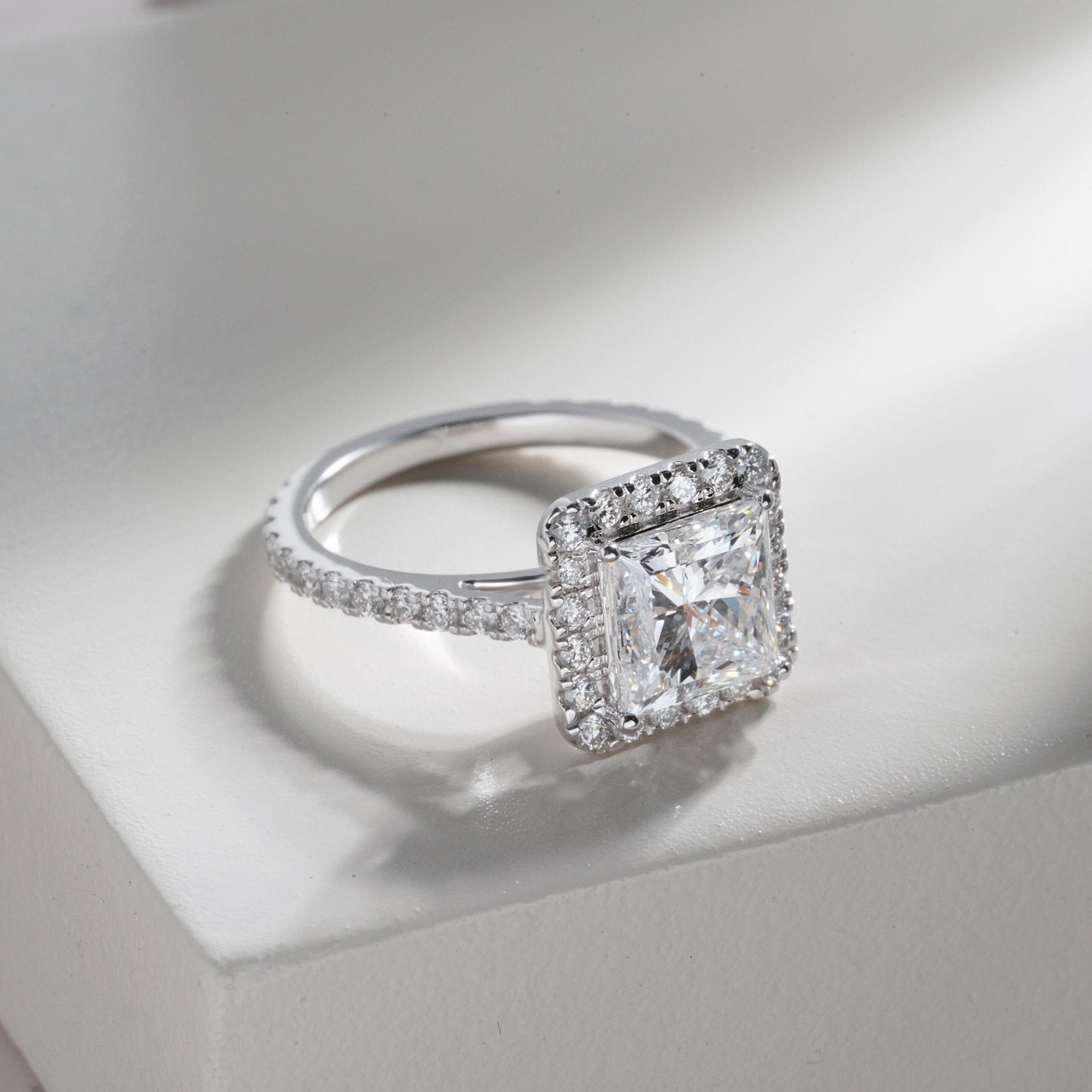 Princess Cut Engagement Ring with Halo Setting