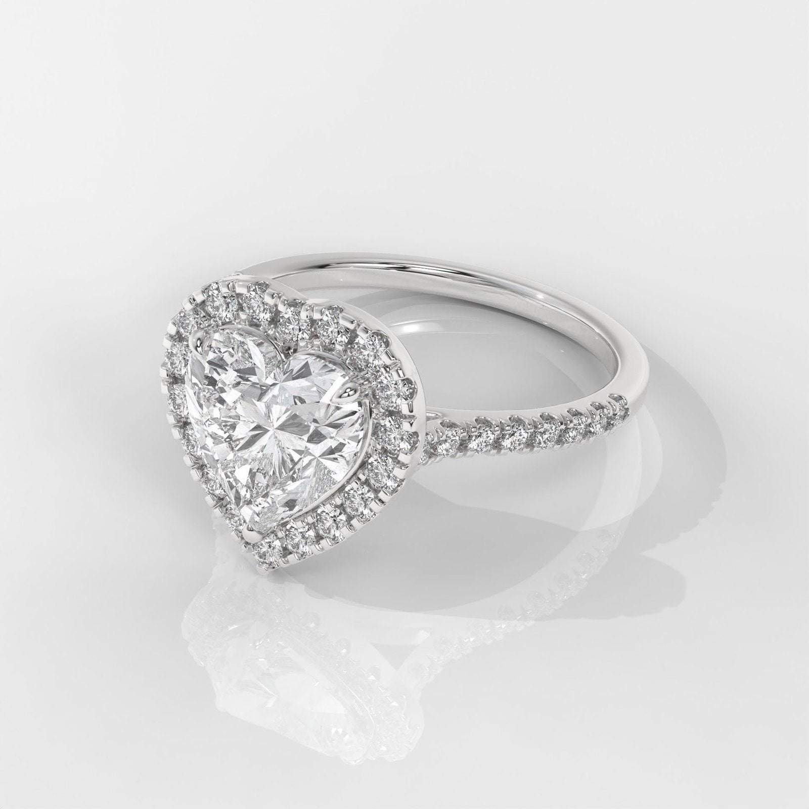 Heart Cut Engagement Ring with Halo Setting