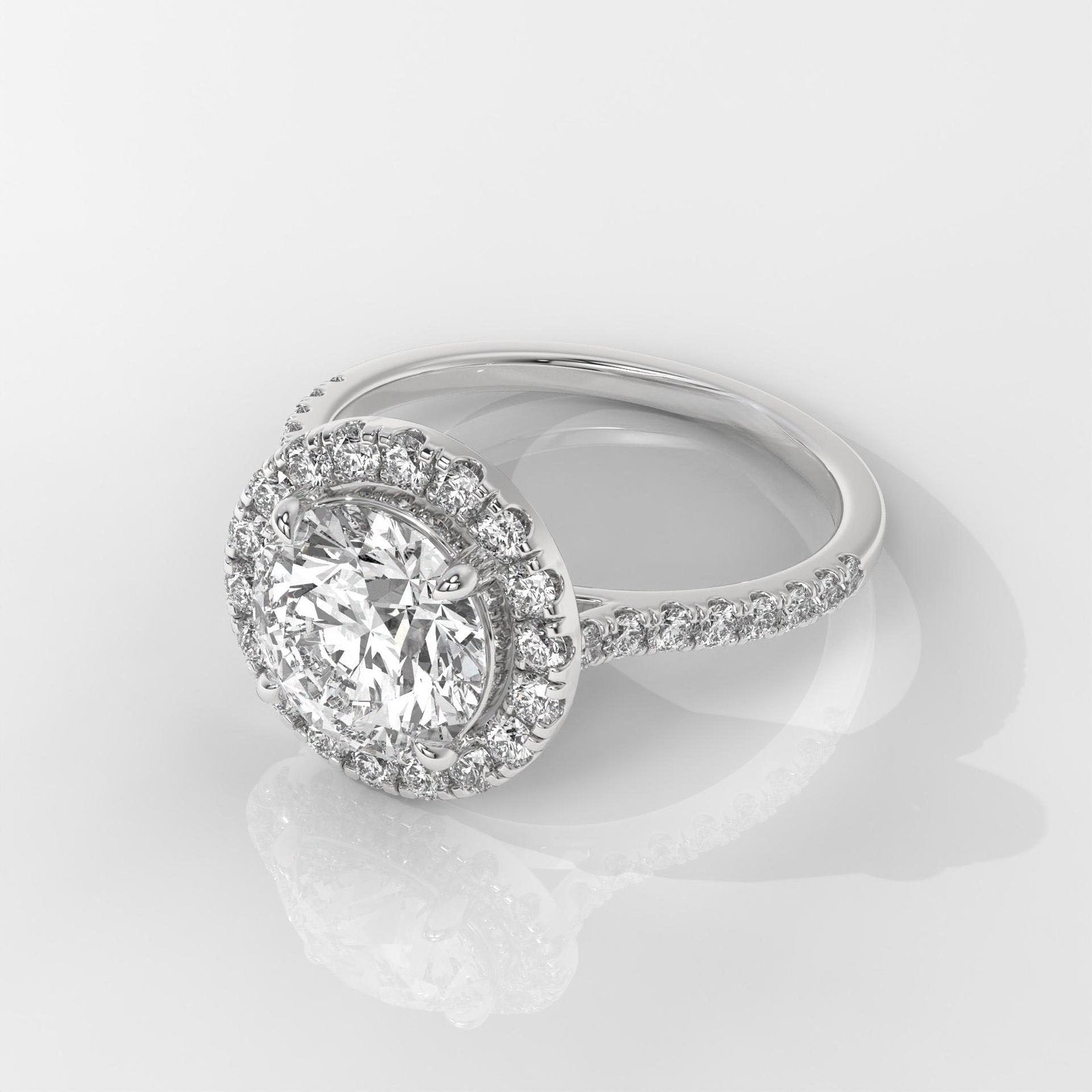 Round Halo IGI Certified Engagement Ring