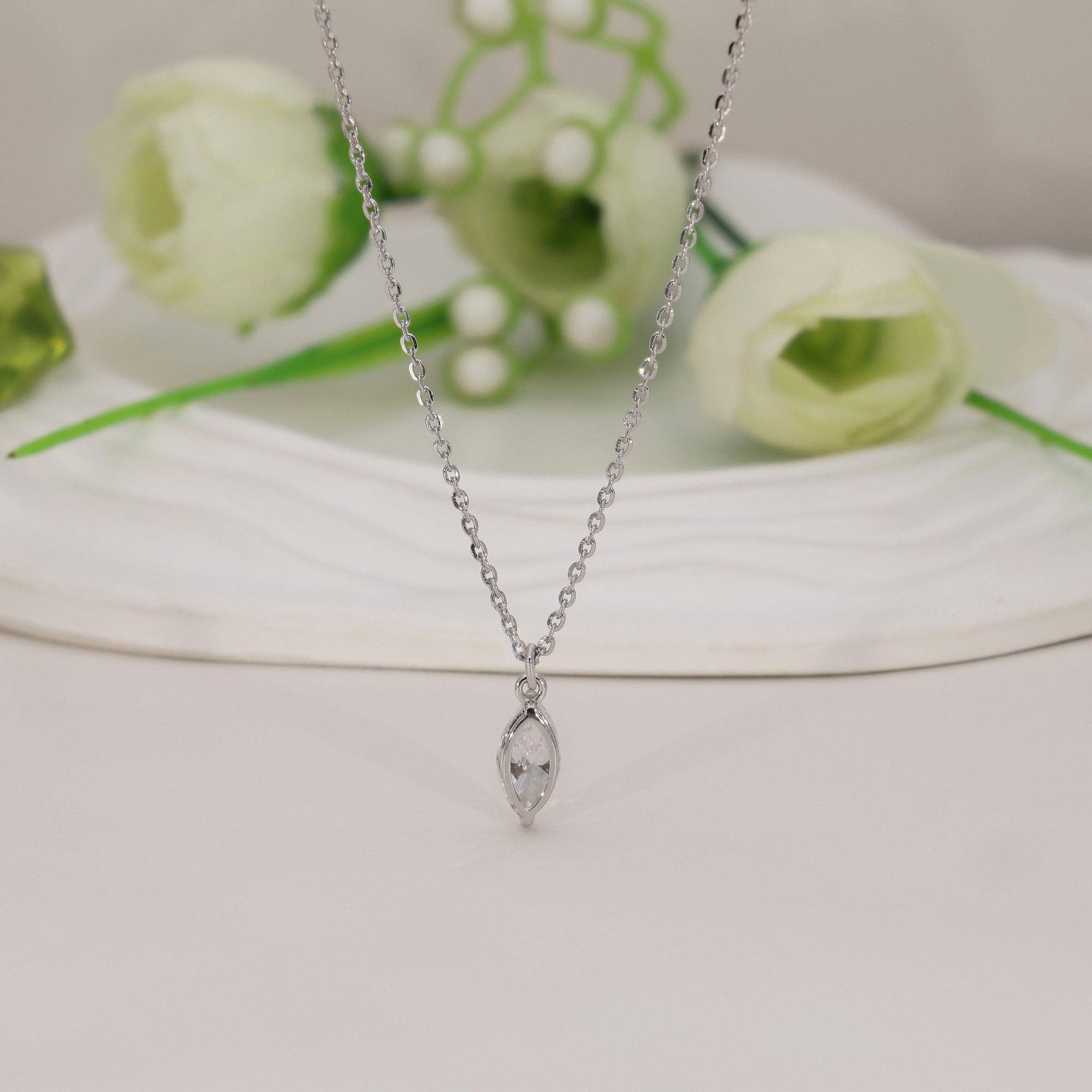 Marquise Solitaire Pendant Necklace