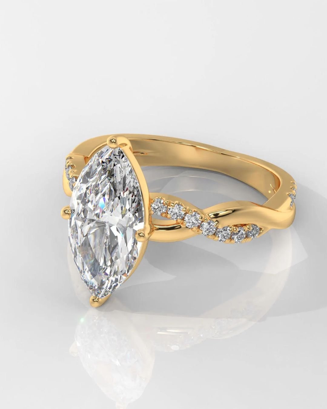 Marquise Diamond Engagement Ring With Twisted Band