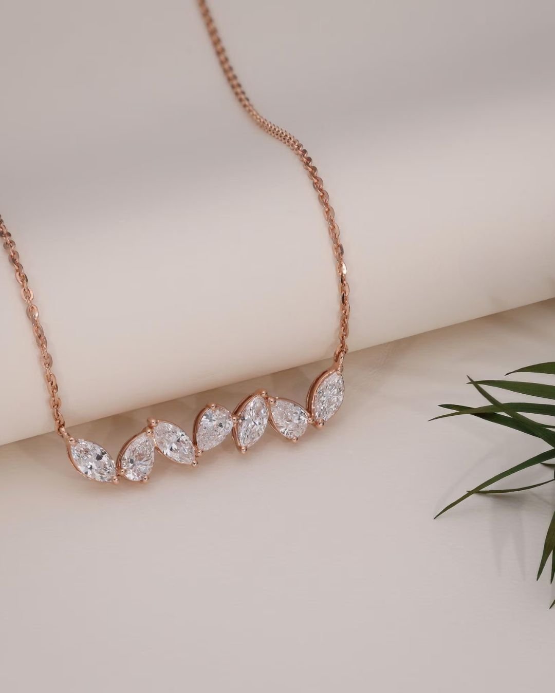 Pear Marquise Lab Grown Diamond Cluster Necklace
