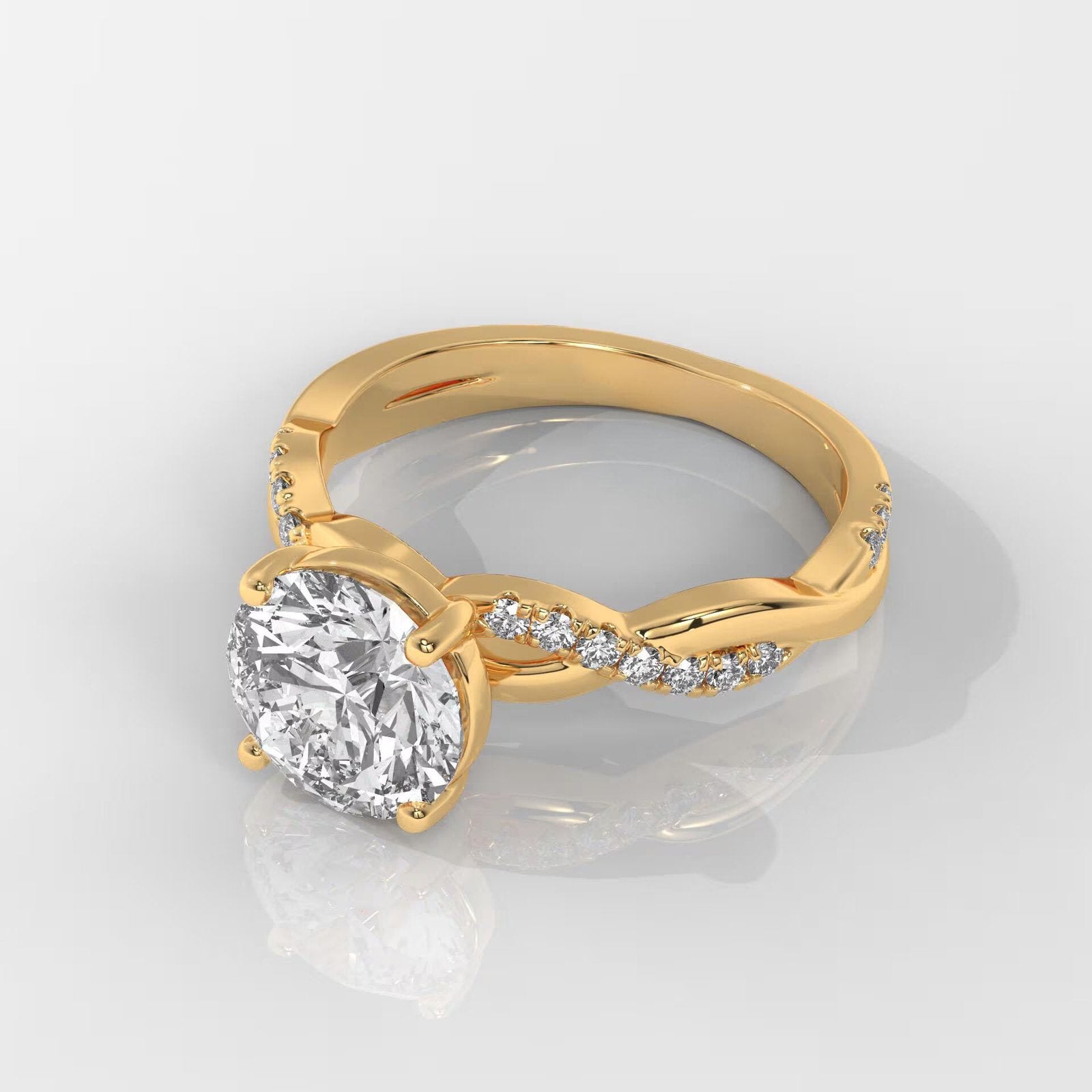 Round Brilliant Cut Engagement Ring with Twisted Band