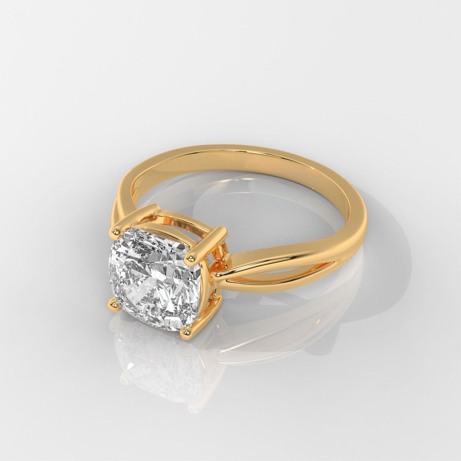 Square Cushion Cut Engagement Ring with Split Shank