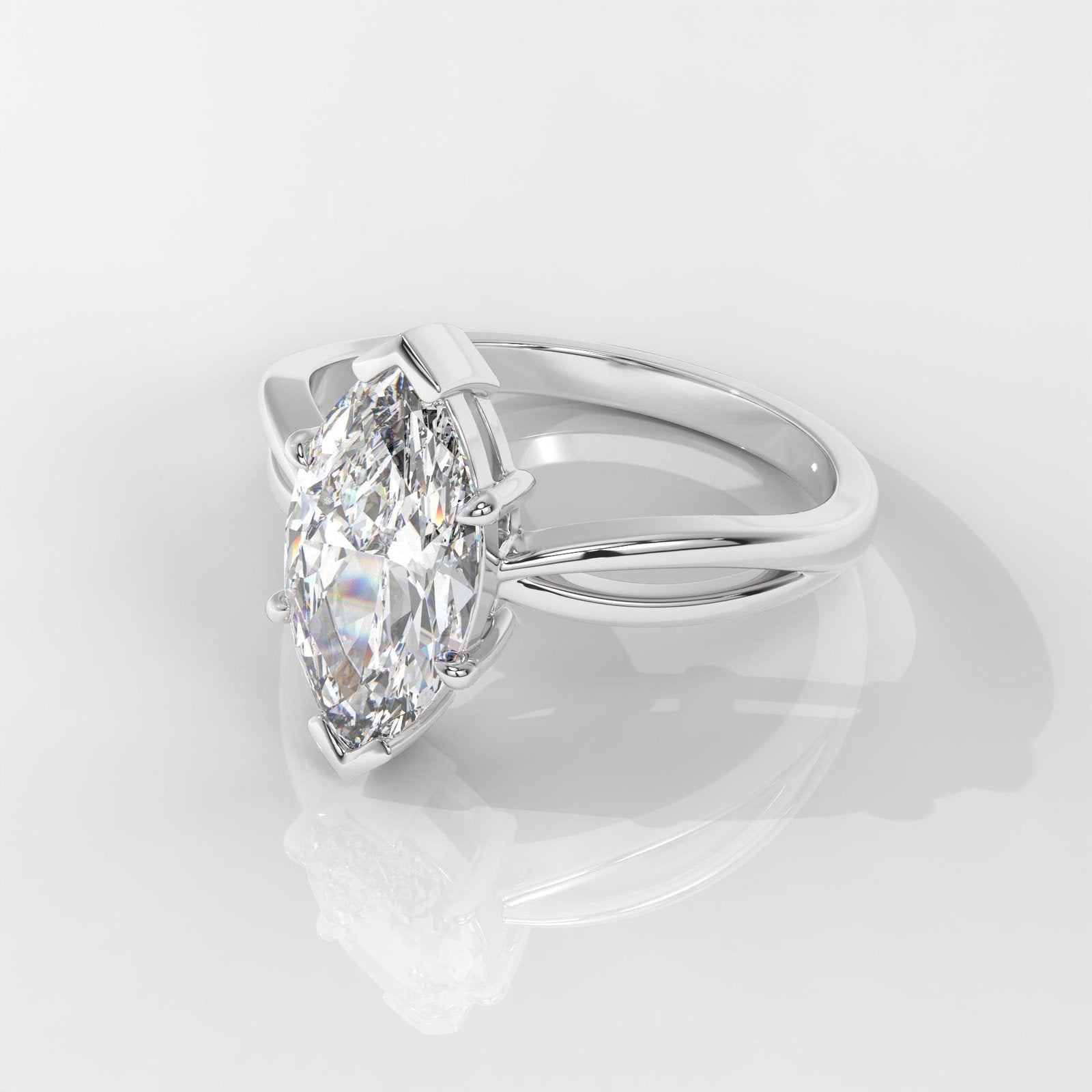 Marquise Cut Solitaire Engagement Ring with Split Shank