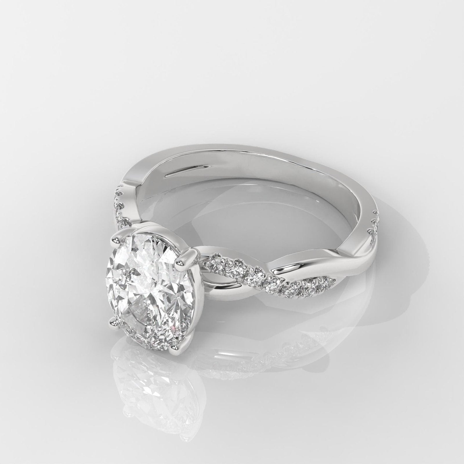 Oval Brilliant Cut Engagement Ring with Twisted Band