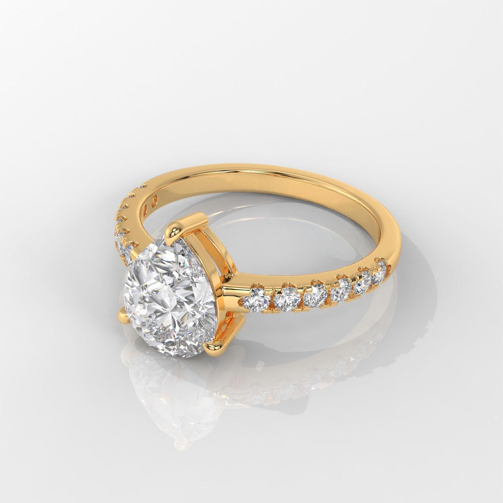 Pear-Shaped Diamond Pave Engagement Ring