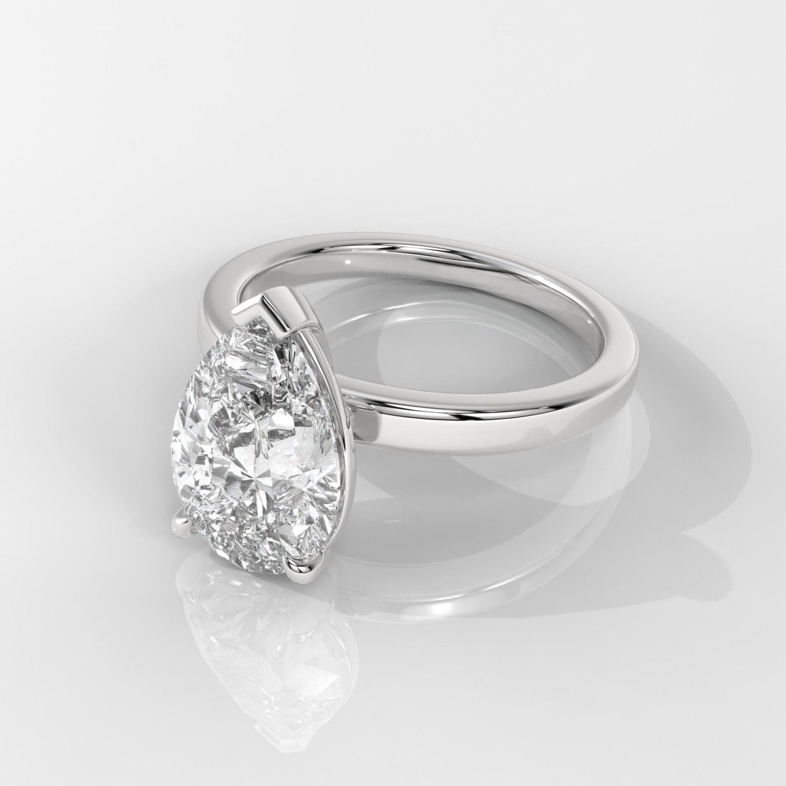 Pear-Shaped Diamond Solitaire Engagement Ring