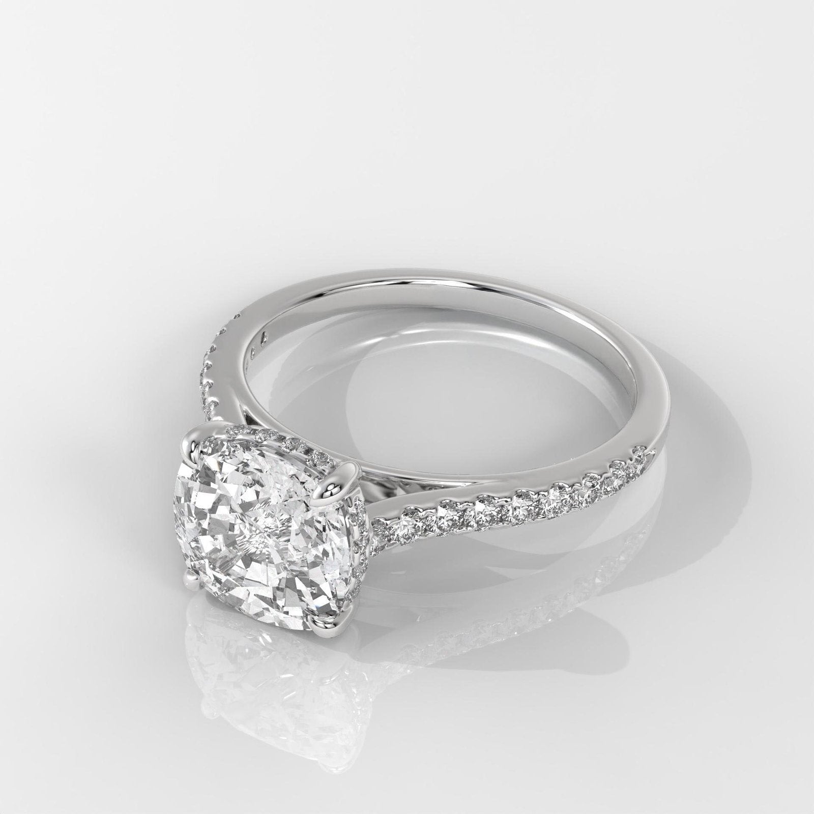 Cushion-Cut Diamond Engagement Ring with Side Stones