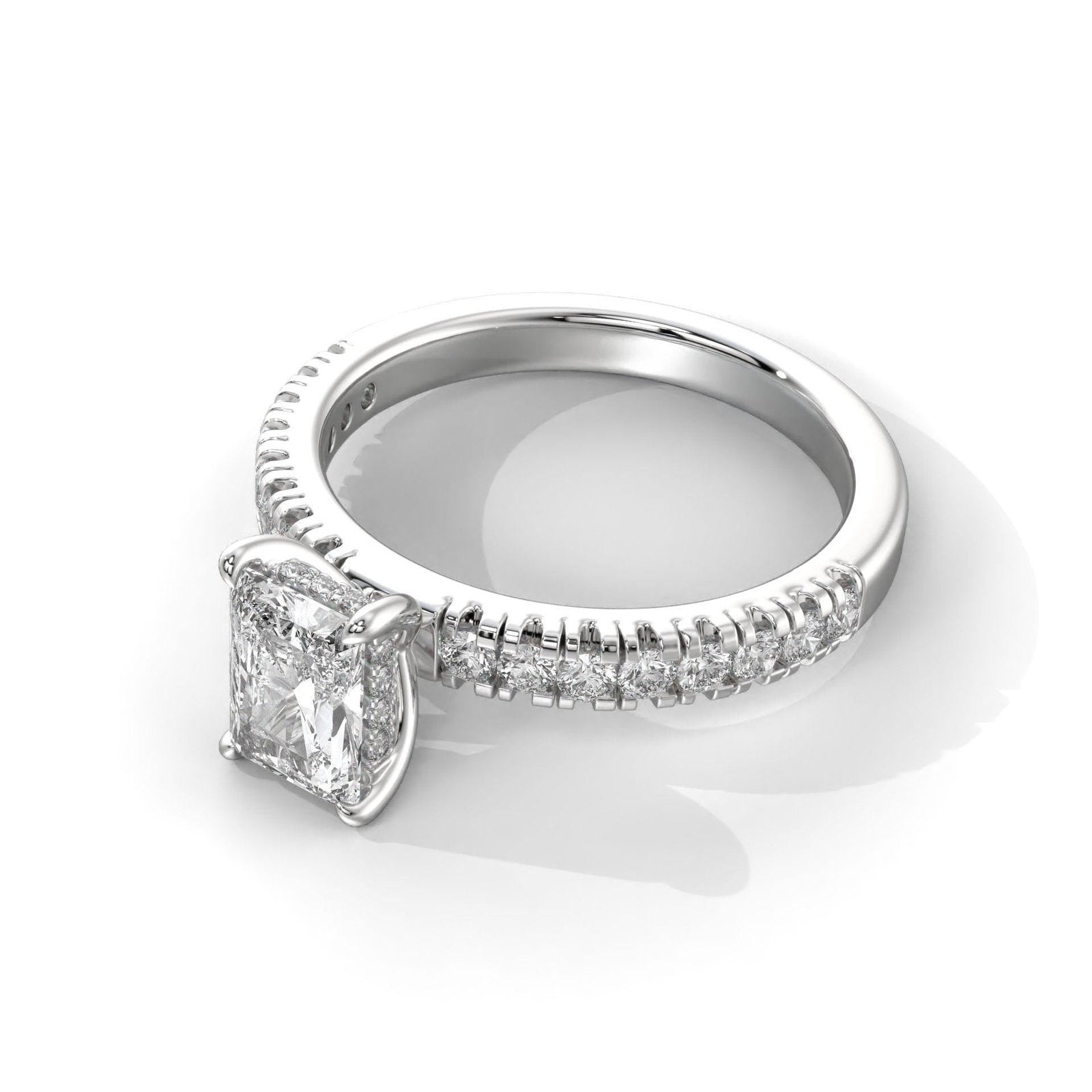 Radiant Cut Diamond Engagement Ring with Side Stones