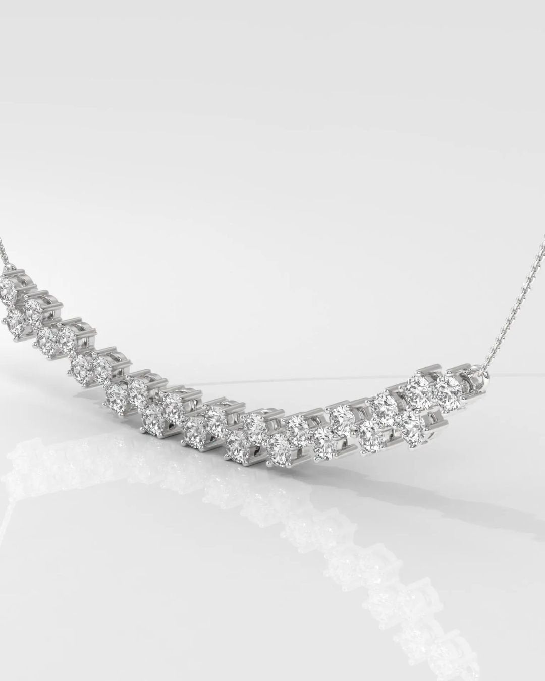 Round Cut Cluster Diamond Necklace