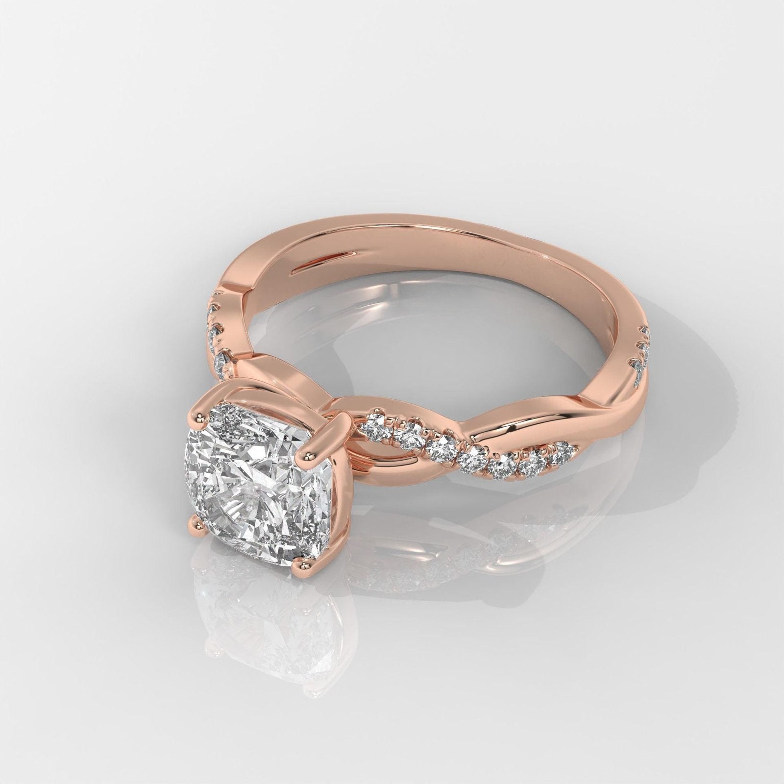 Square Cushion Cut Engagement Ring with Twisted Band