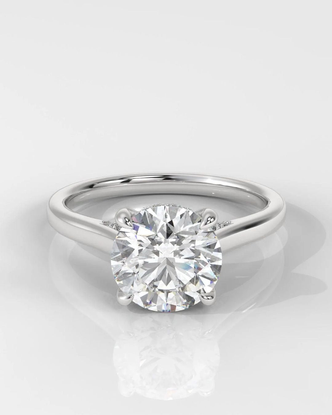 Round Cut Hidden Halo Engagement Ring