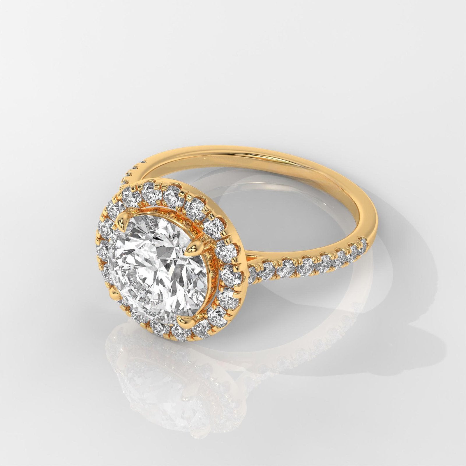 Round Halo IGI Certified Engagement Ring