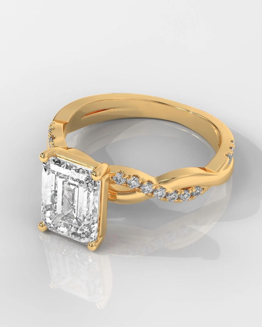 Emerald Cut Infinity Engagement Ring
