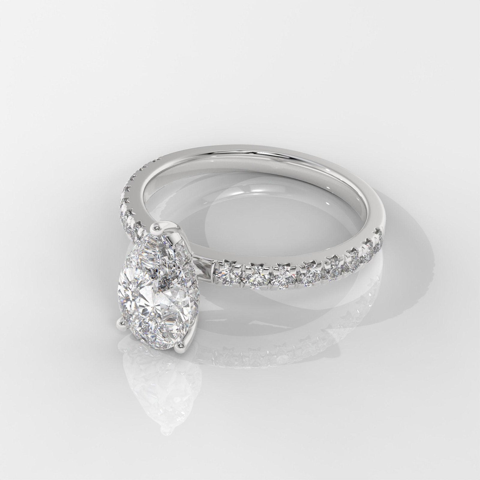 Pear Cut Hidden Halo Engagement Ring