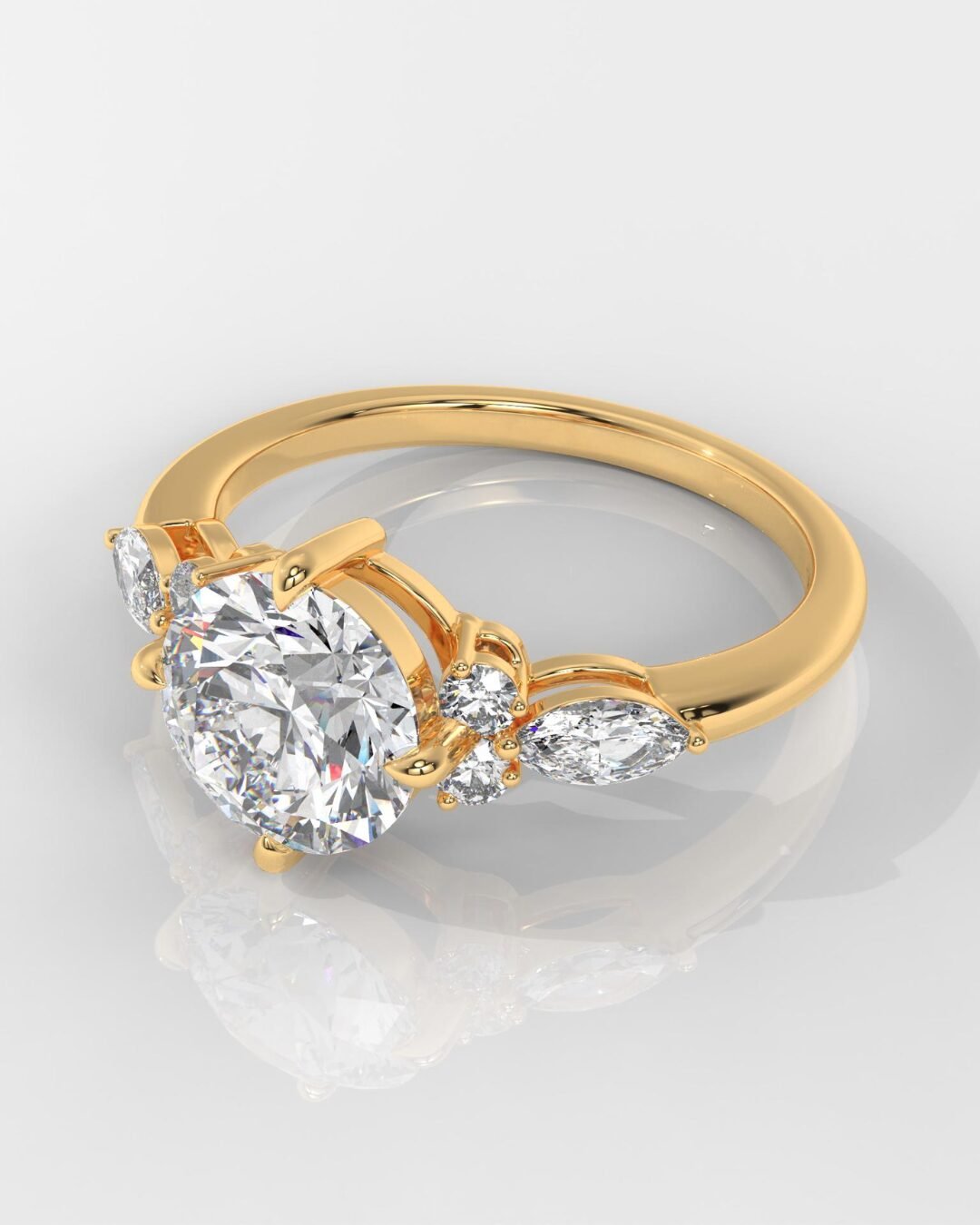 Emerald Cut Hidden Halo Engagement Ring