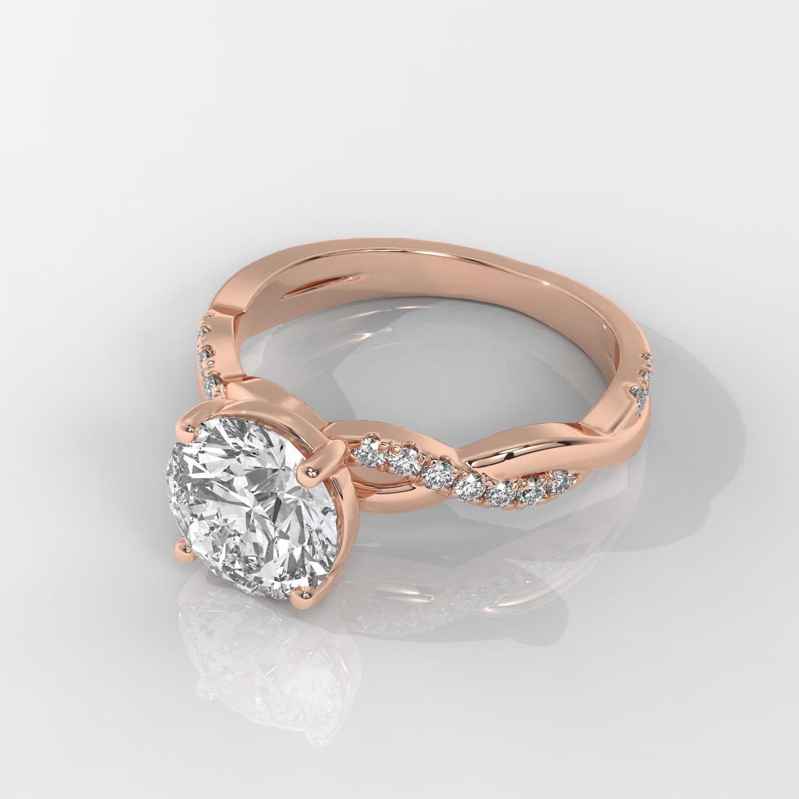 Round Brilliant Cut Engagement Ring with Twisted Band
