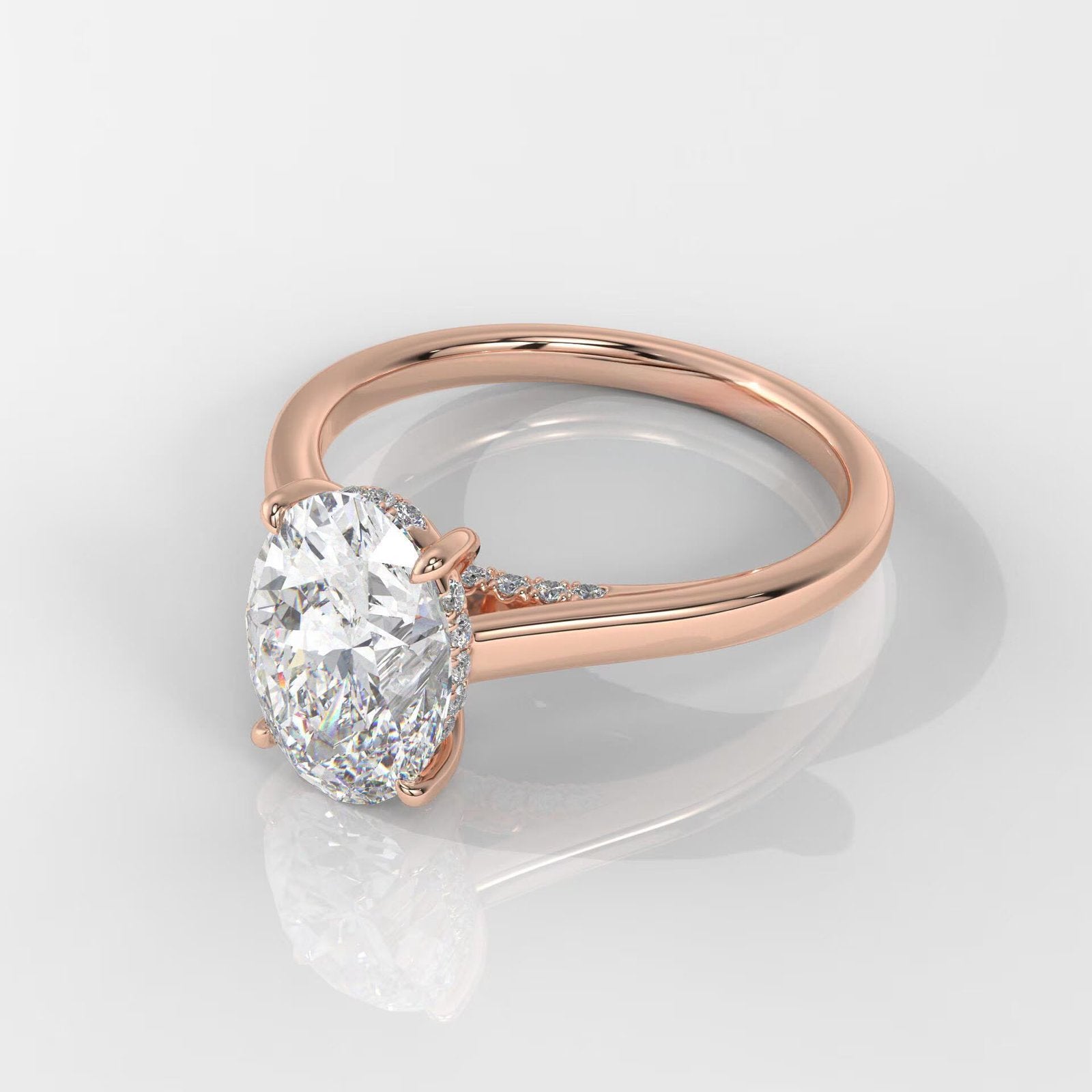 Oval Cut Hidden Halo Engagement Ring