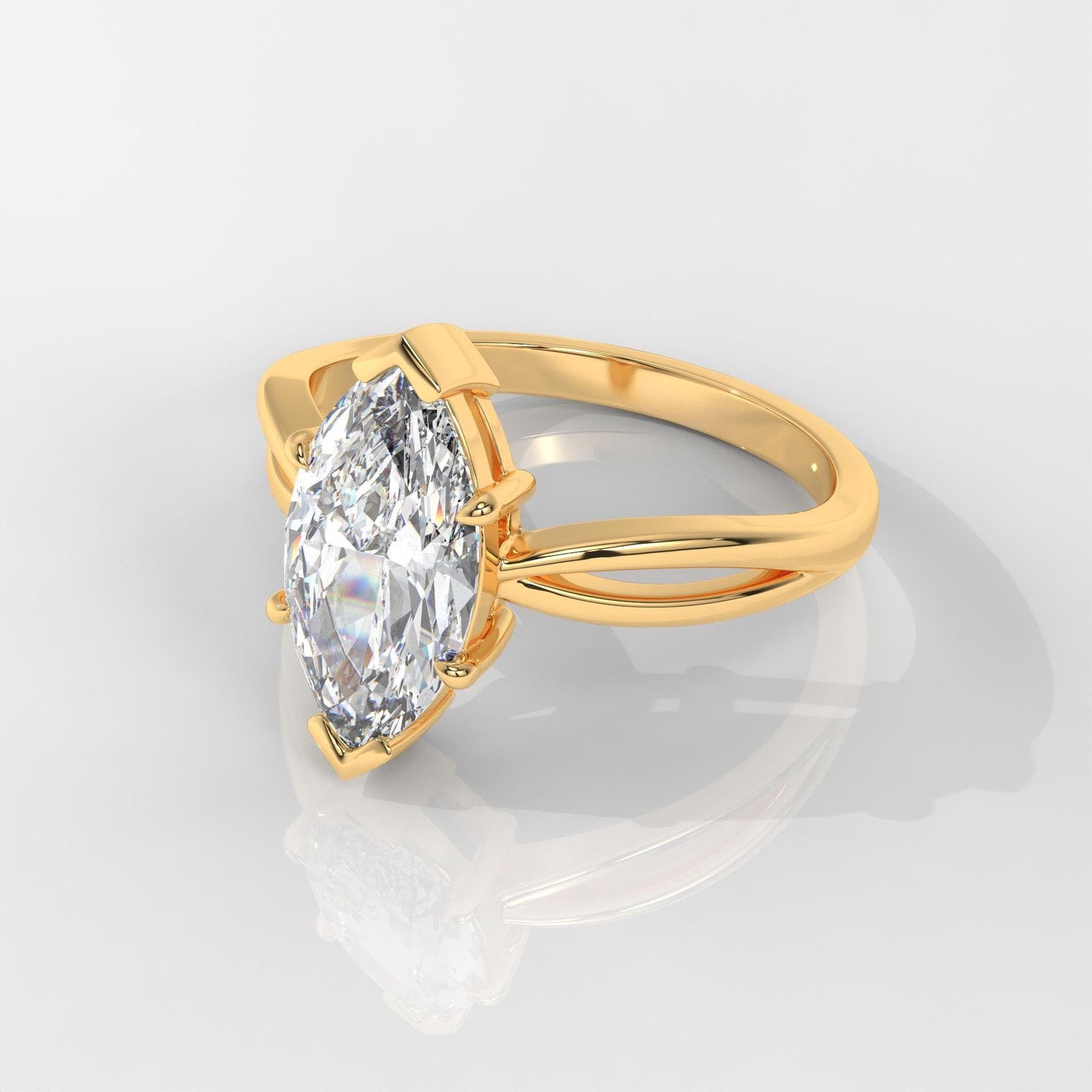 Marquise Cut Solitaire Engagement Ring with Split Shank
