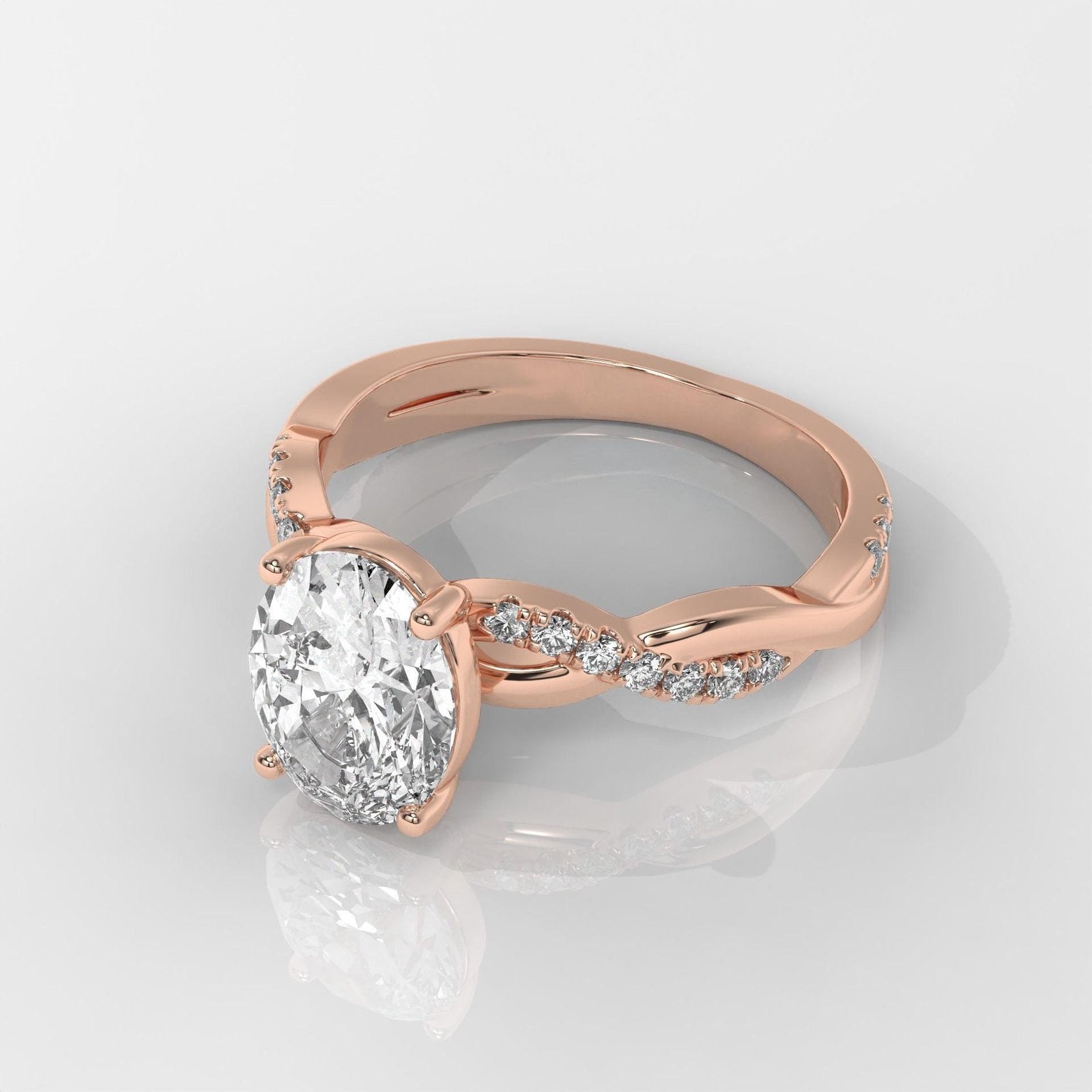 Oval Brilliant Cut Engagement Ring with Twisted Band