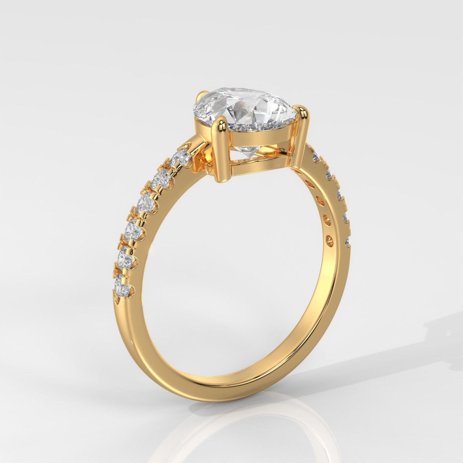 Pear-Shaped Diamond Pave Engagement Ring