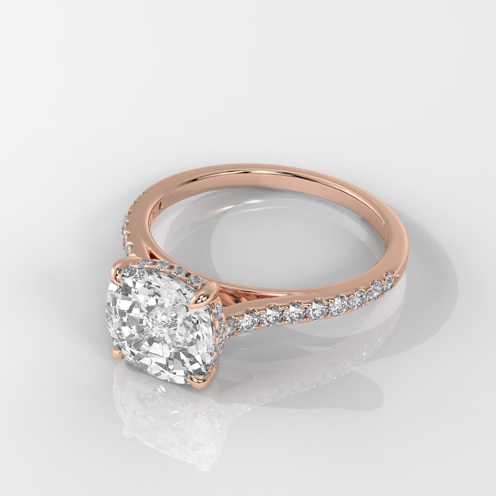 Cushion-Cut Diamond Engagement Ring with Side Stones