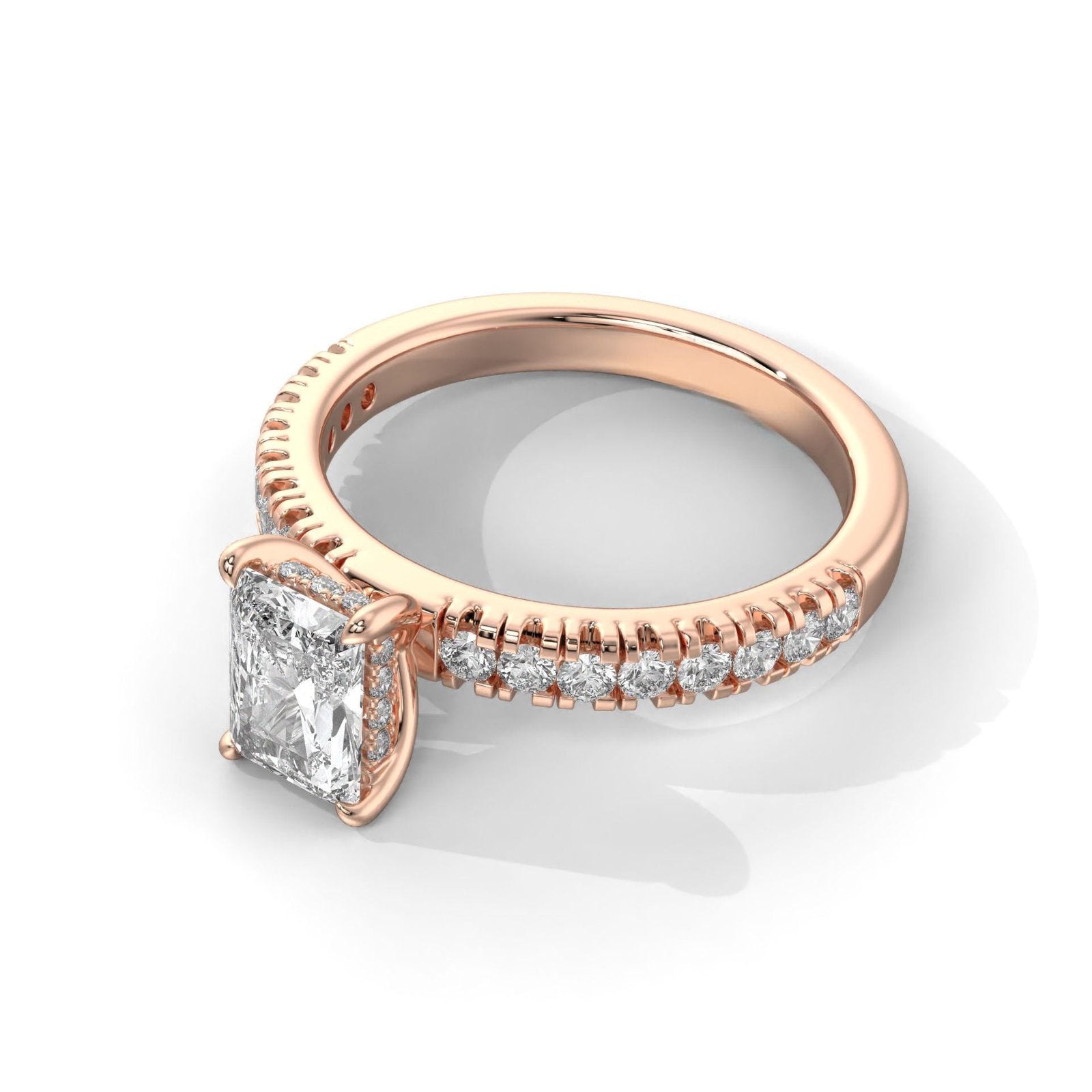 Radiant Cut Diamond Engagement Ring with Side Stones