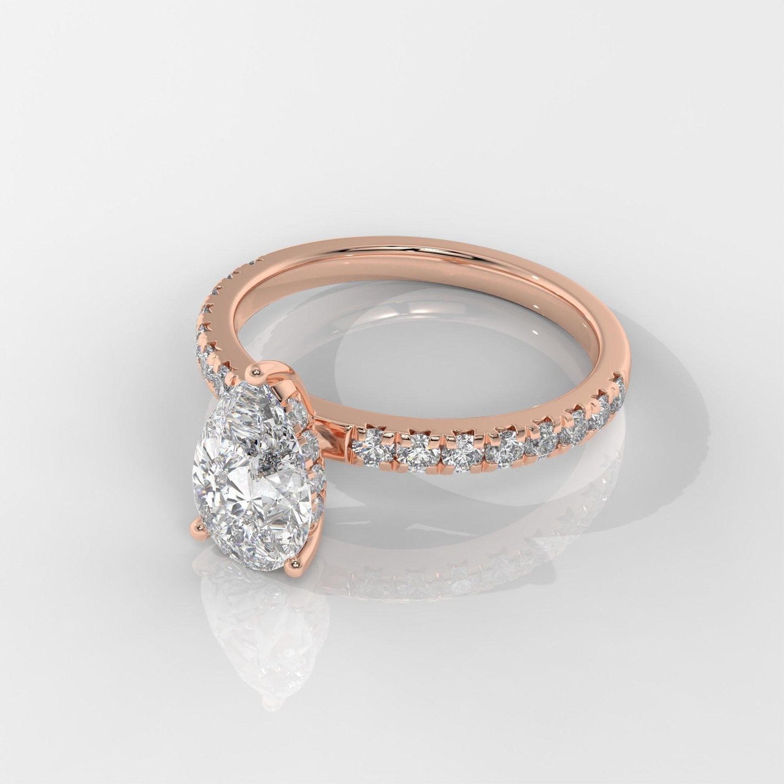 Pear Cut Hidden Halo Engagement Ring