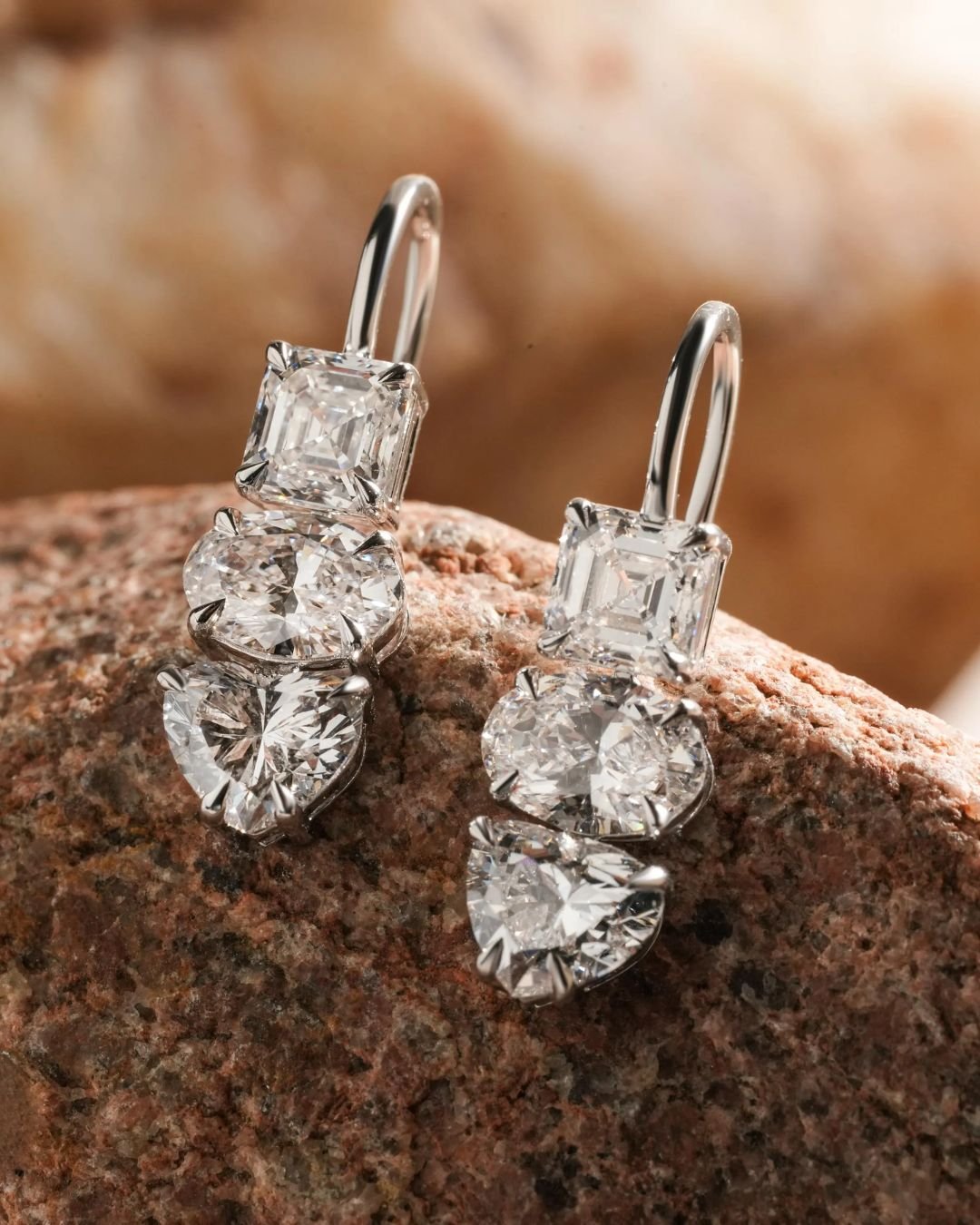 Mixed Shape Lab Grown Diamond Dangle Earrings