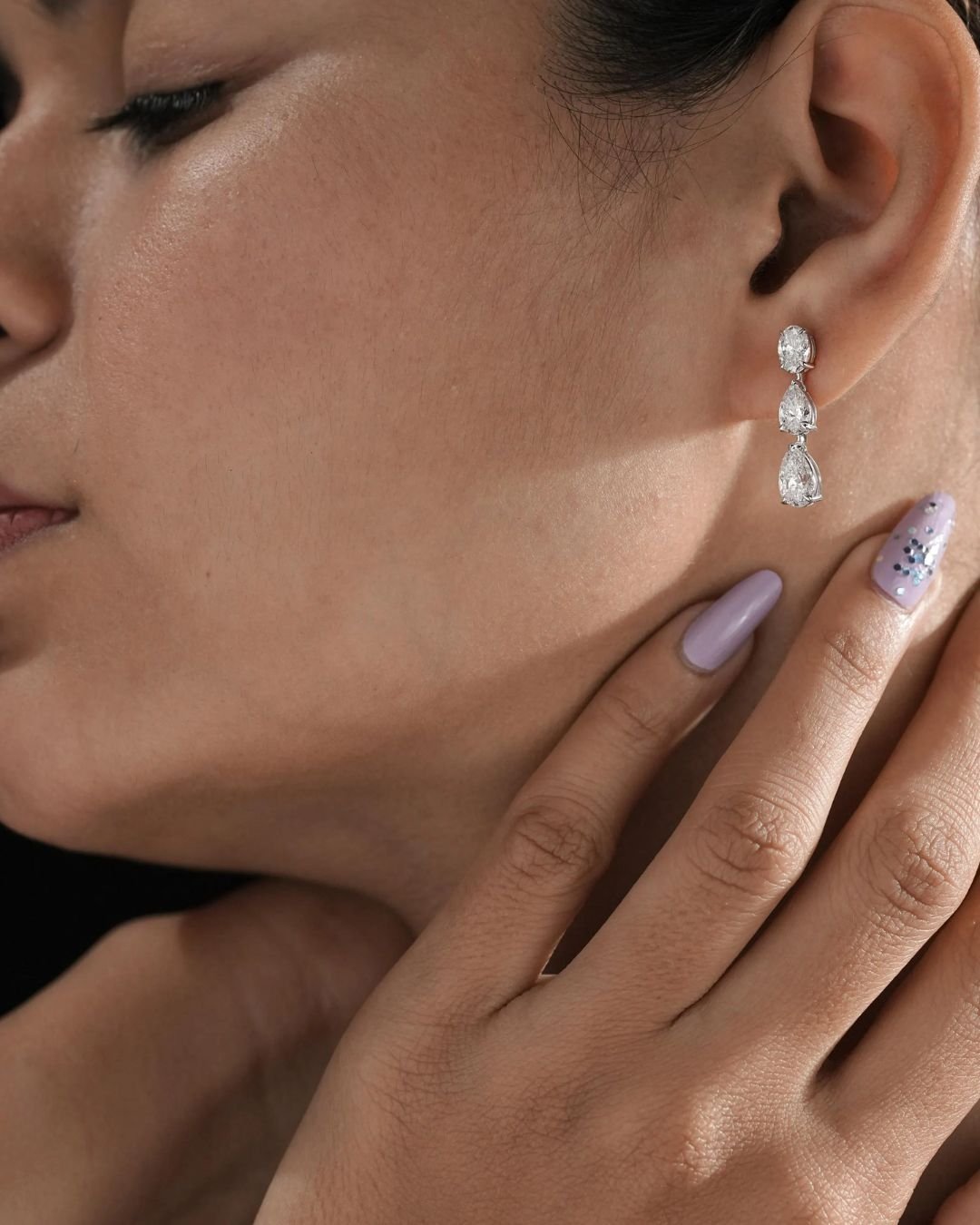 Oval Pear Lab Grown Diamond Drop Earrings