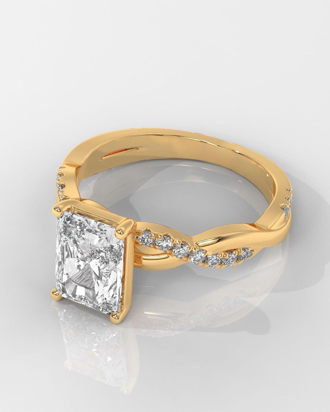 Radiant Cut Diamond Ring With Twisted Band