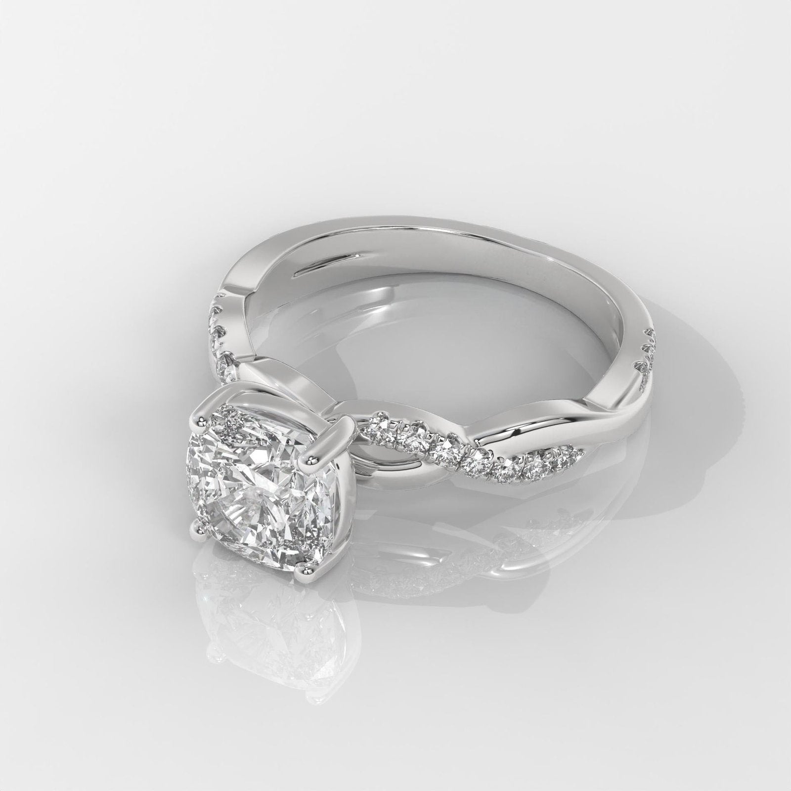 Square Cushion Cut Engagement Ring with Twisted Band