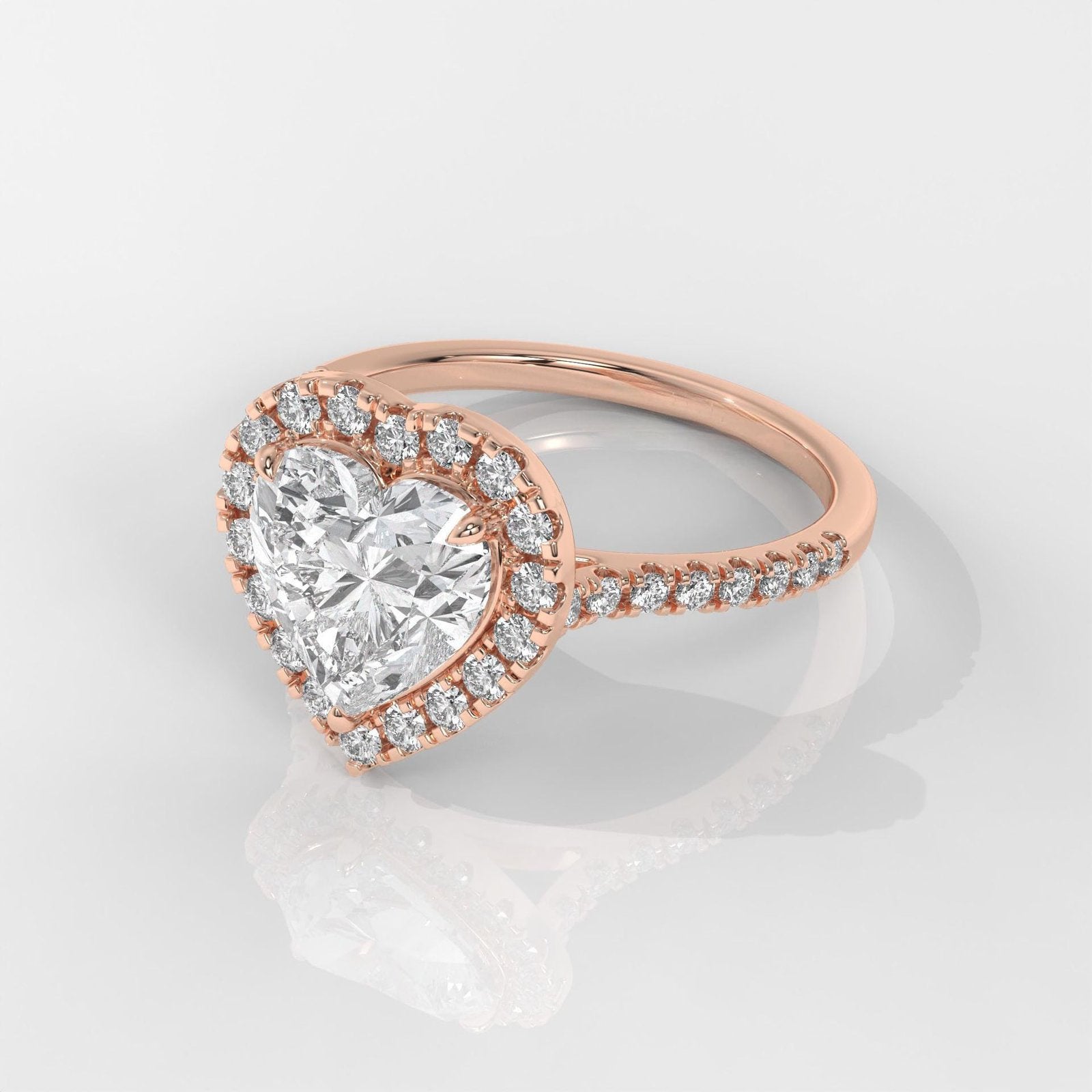 Heart Cut Engagement Ring with Halo Setting