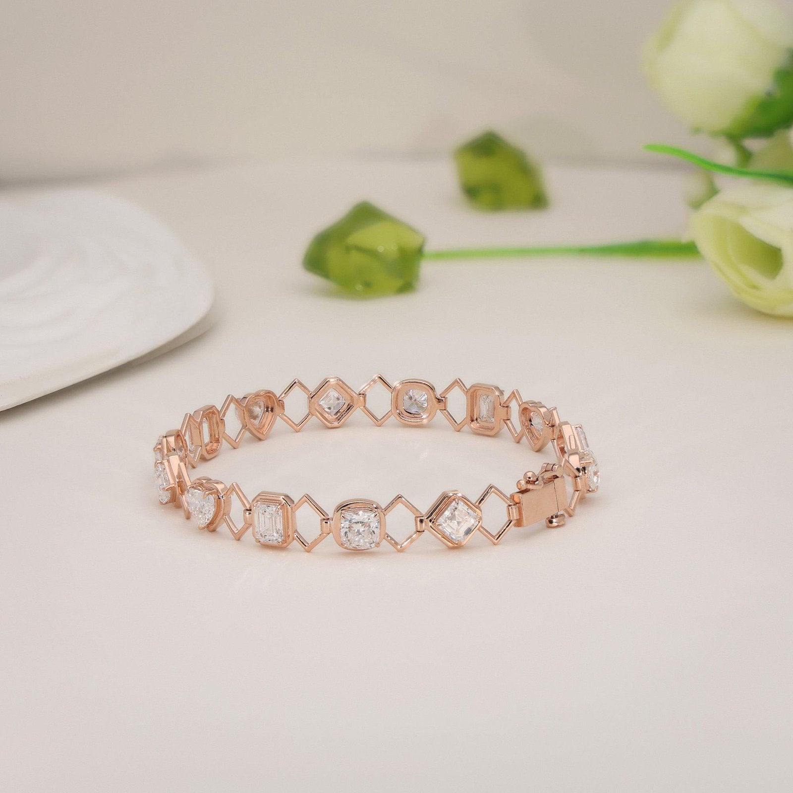 Multi Shape Lab Grown Diamond Zig Zag Bracelet