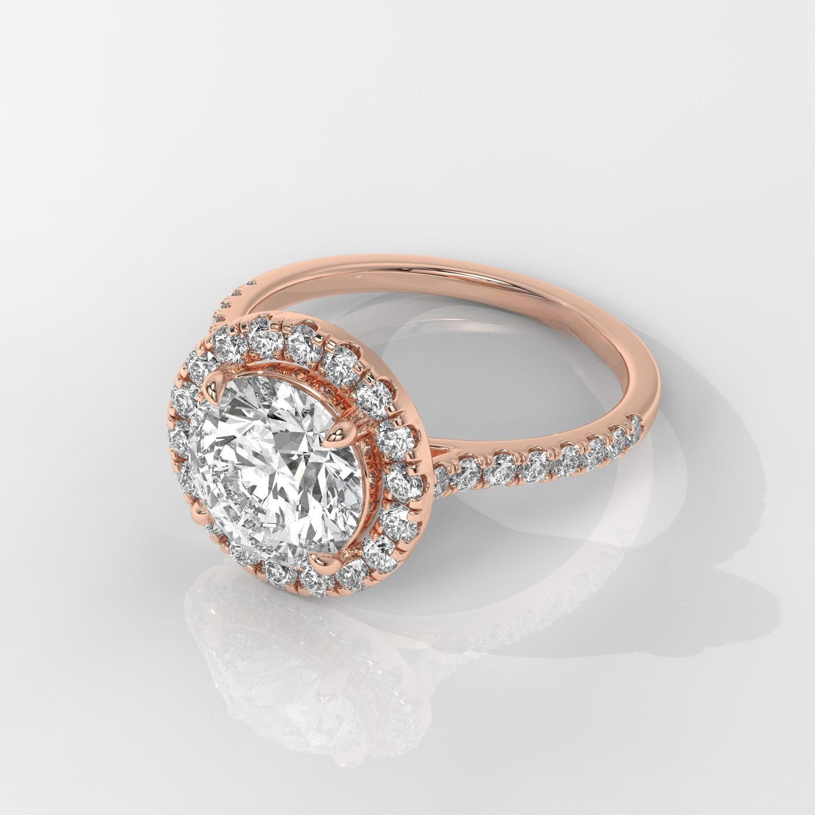 Round Halo IGI Certified Engagement Ring