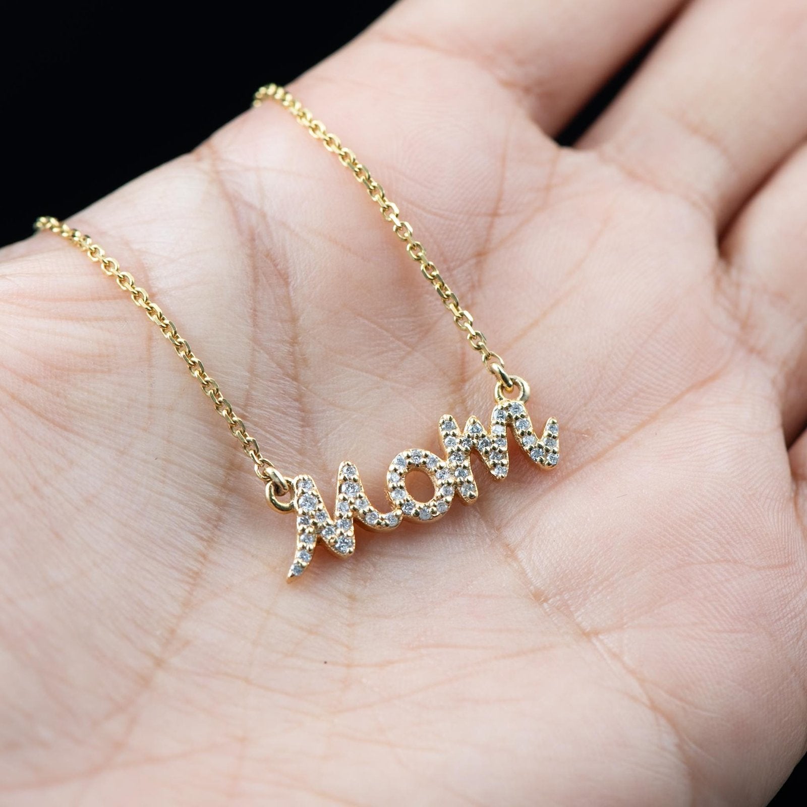 Mom Initial Diamond Necklace