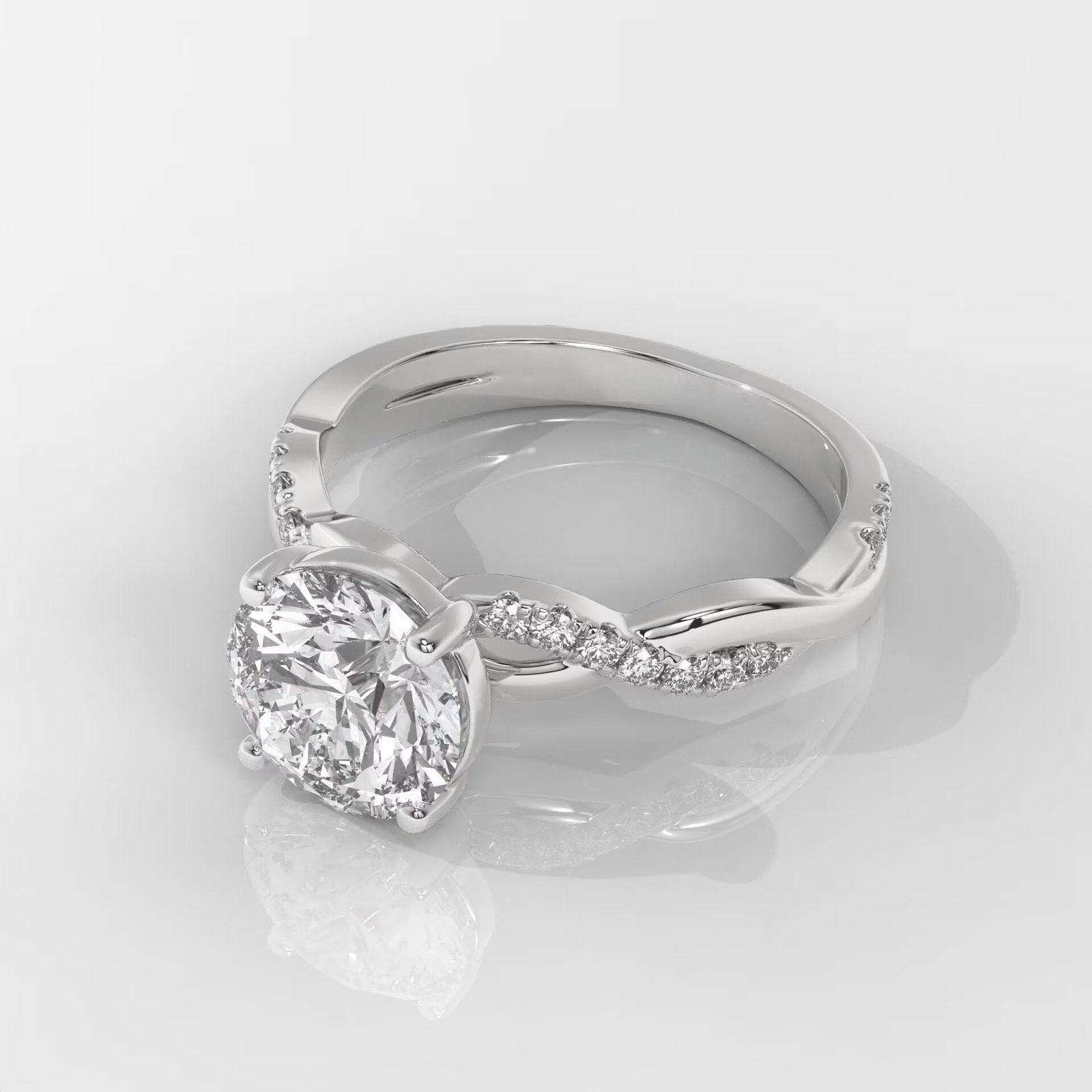 Round Brilliant Cut Engagement Ring with Twisted Band