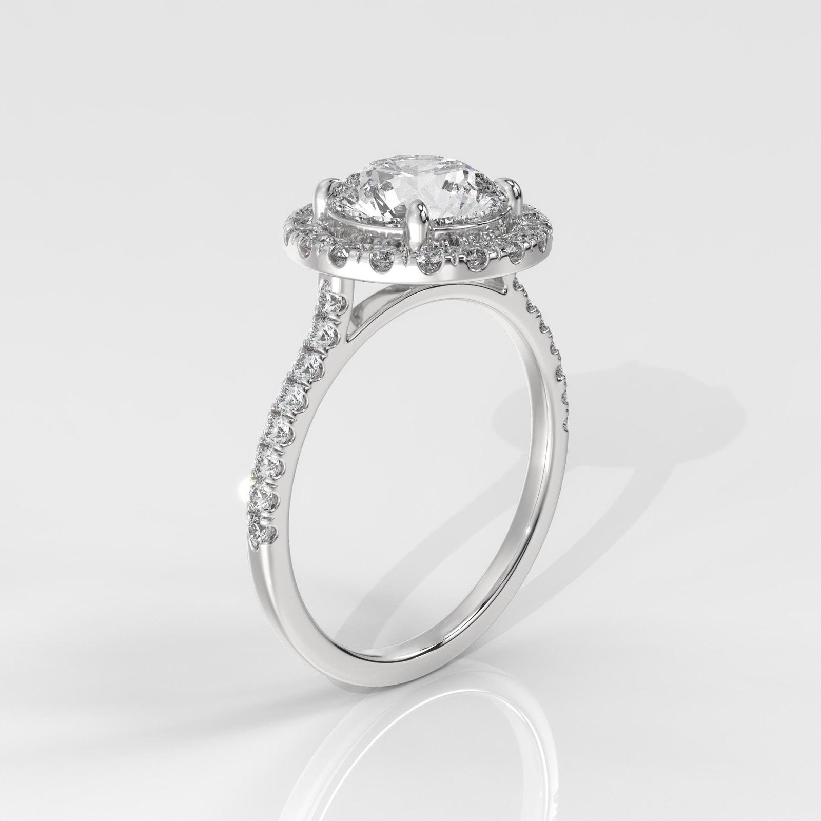 Round Halo IGI Certified Engagement Ring