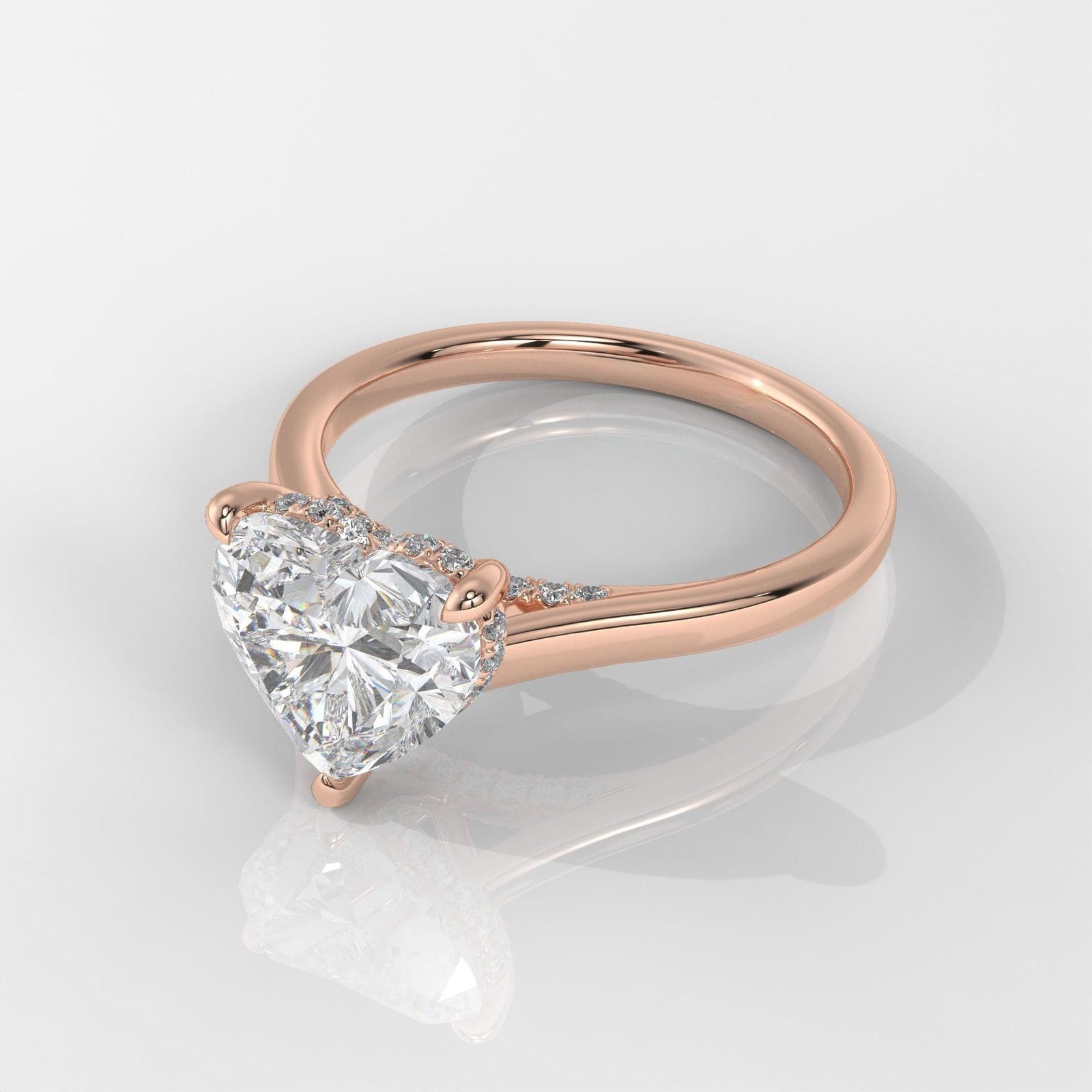 Heart Cut Hidden Halo Enagement Ring