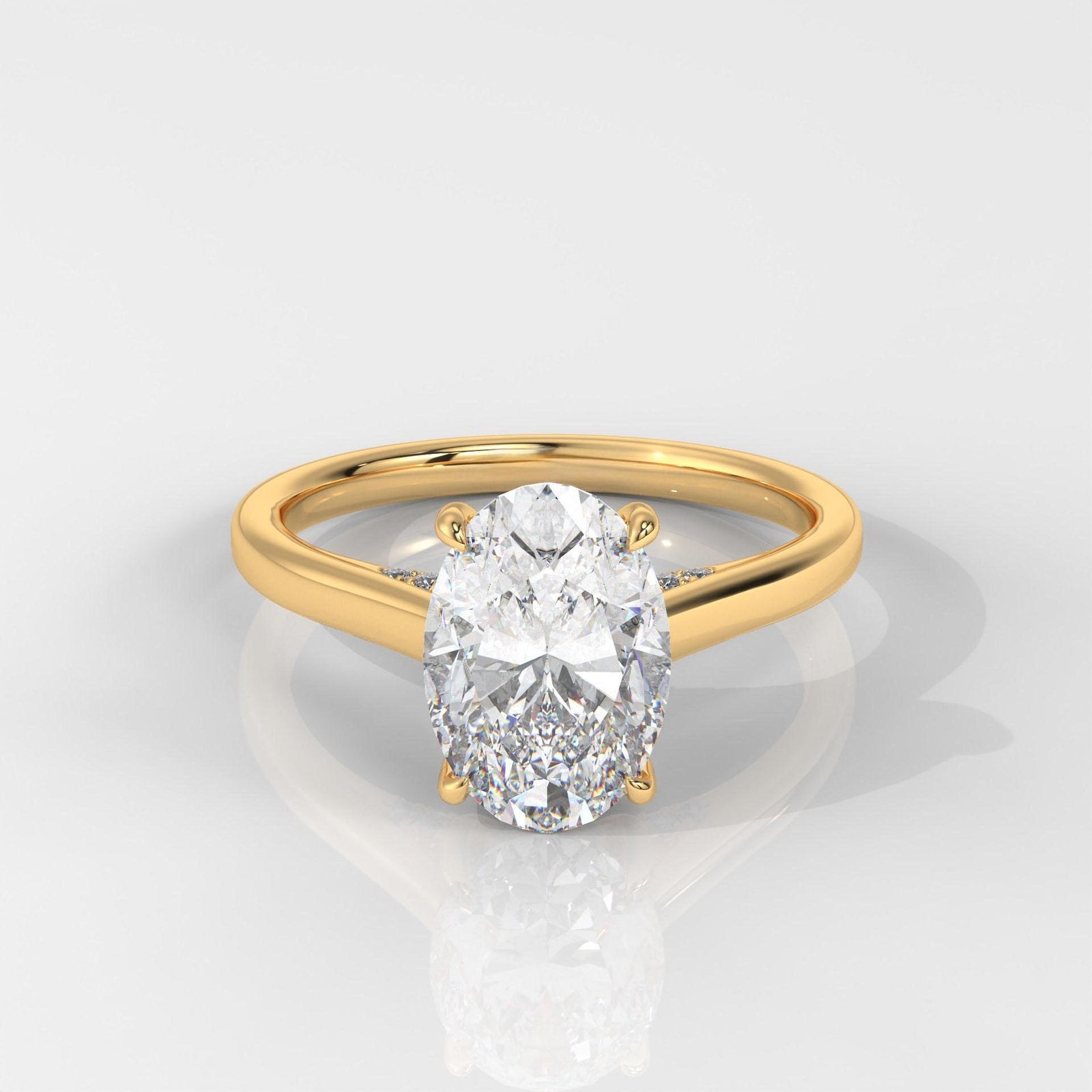 Oval Cut Hidden Halo Engagement Ring