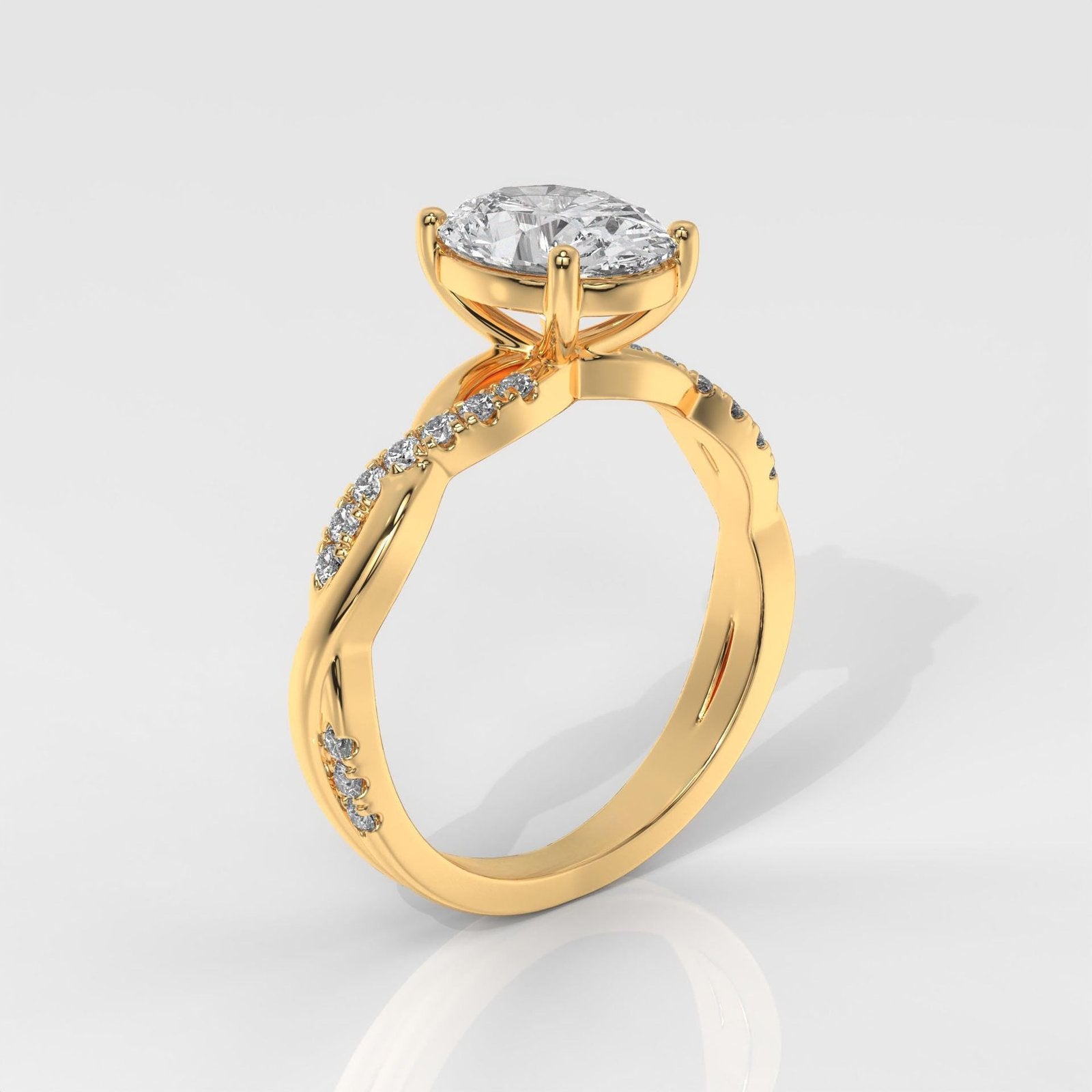 Oval Brilliant Cut Engagement Ring with Twisted Band